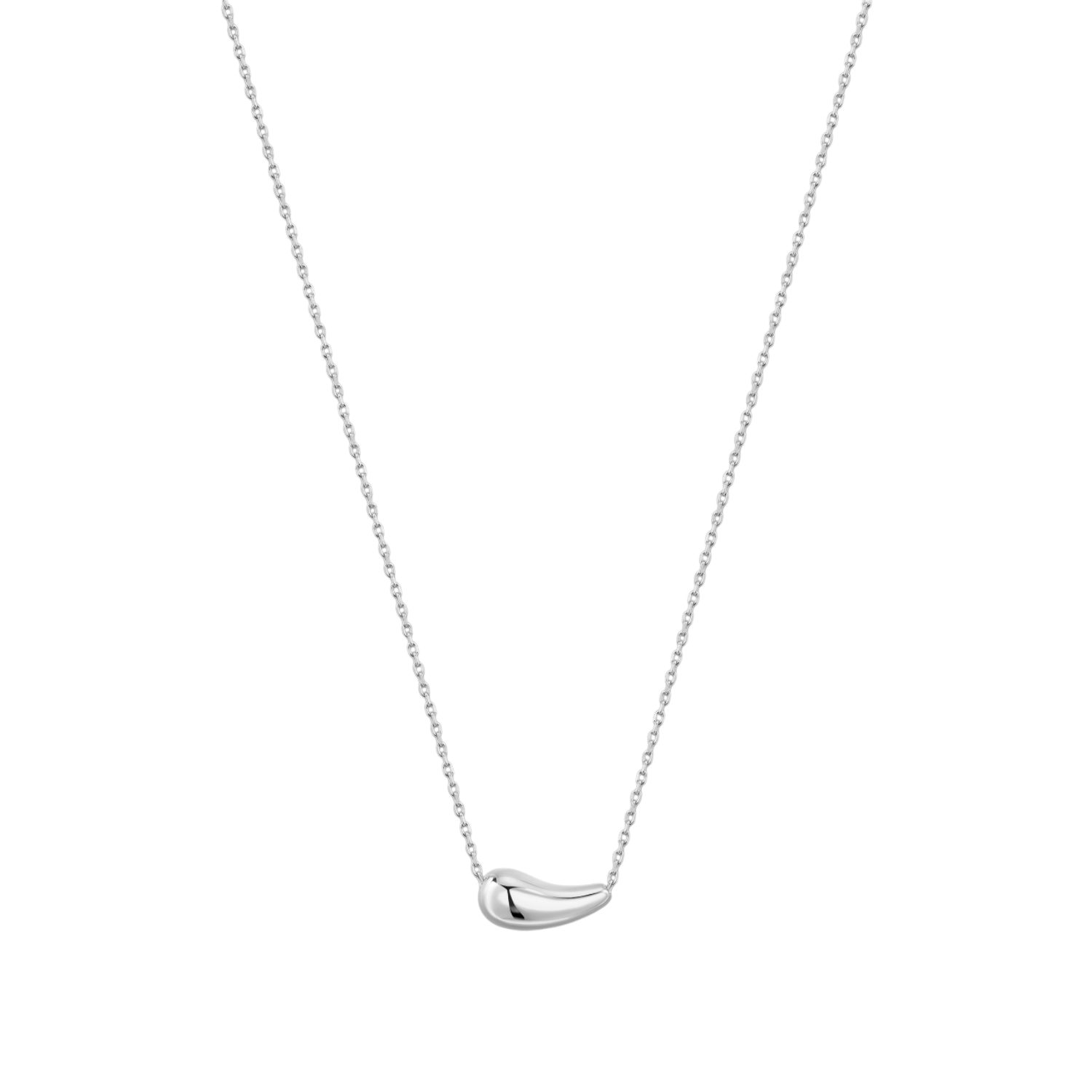 Mabel Sculptural Droplet Pendant Necklace In Silver