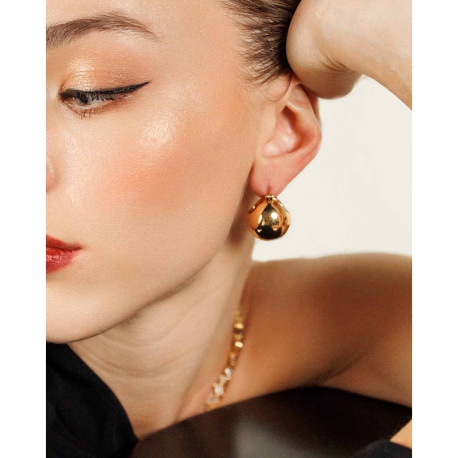Maeve Dome Drop Earrings - Gold