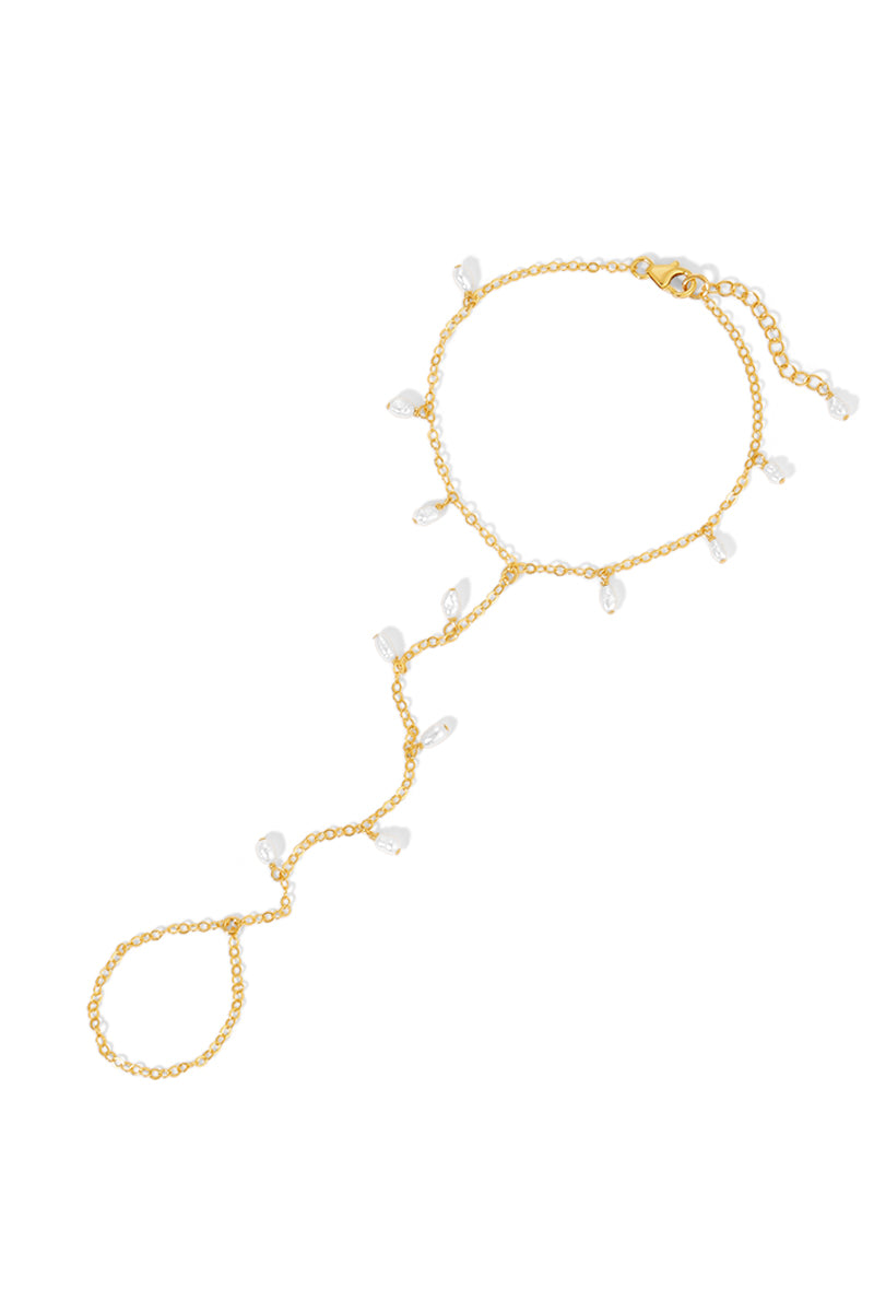 Maeve Gold Pearl Shaker Hand Chain