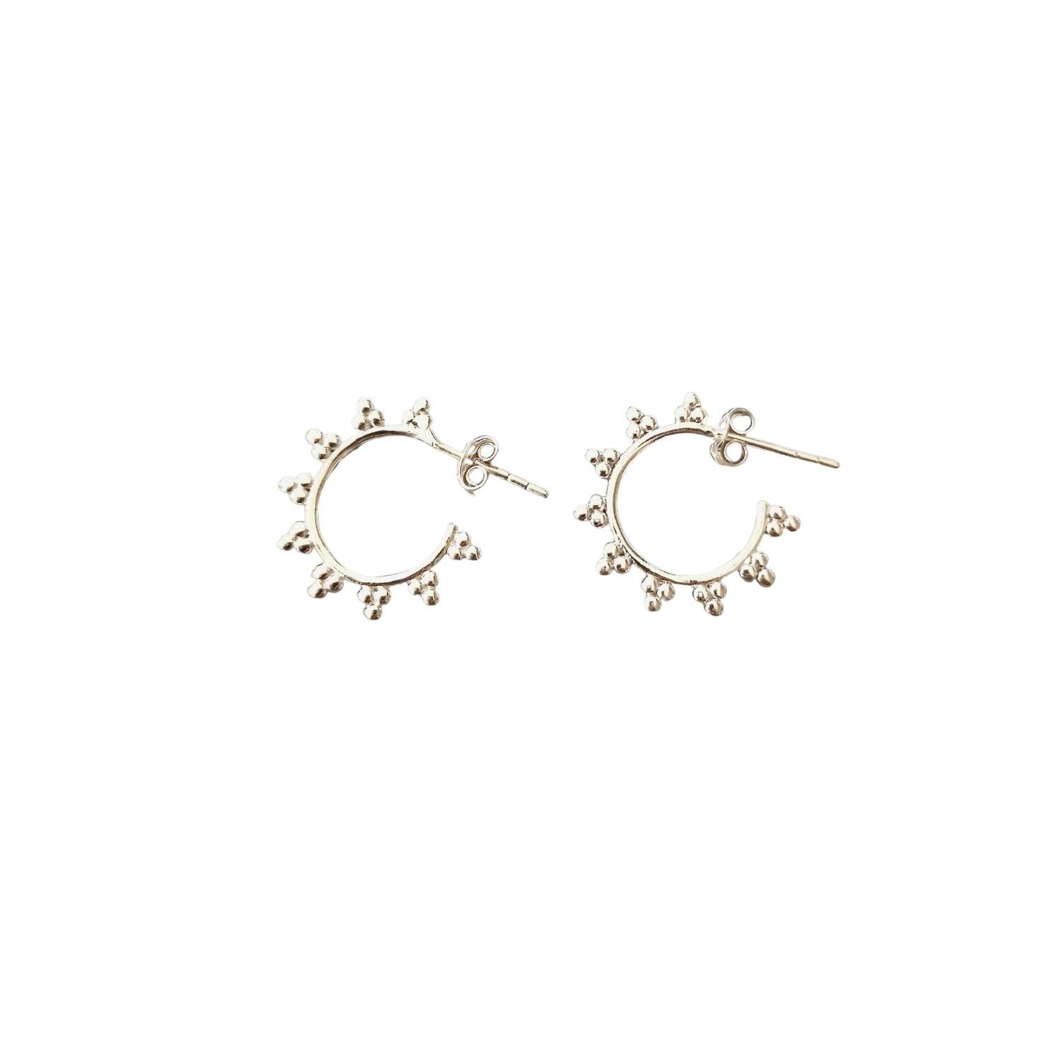 Granulated Mini Hoop Earrings - Silver