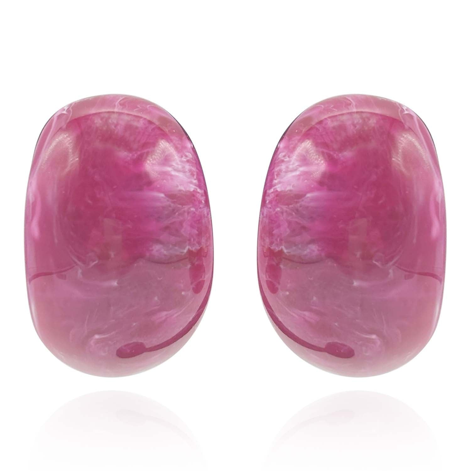 Magenta Resin Semi Hoop Clip On Earrings