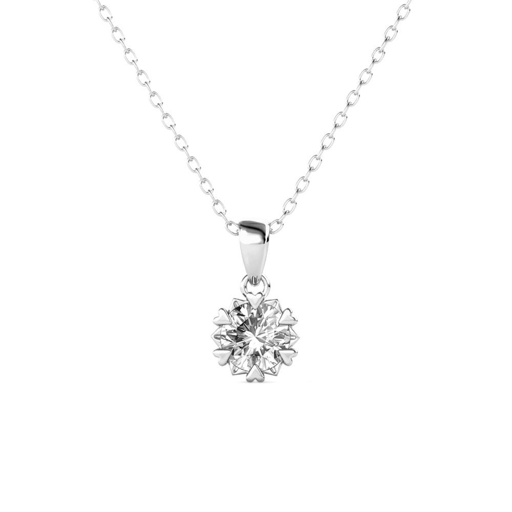 Maggie 18k White Gold Plated Pendant Necklace with Round Cut Solitaire Swarovski Crystal