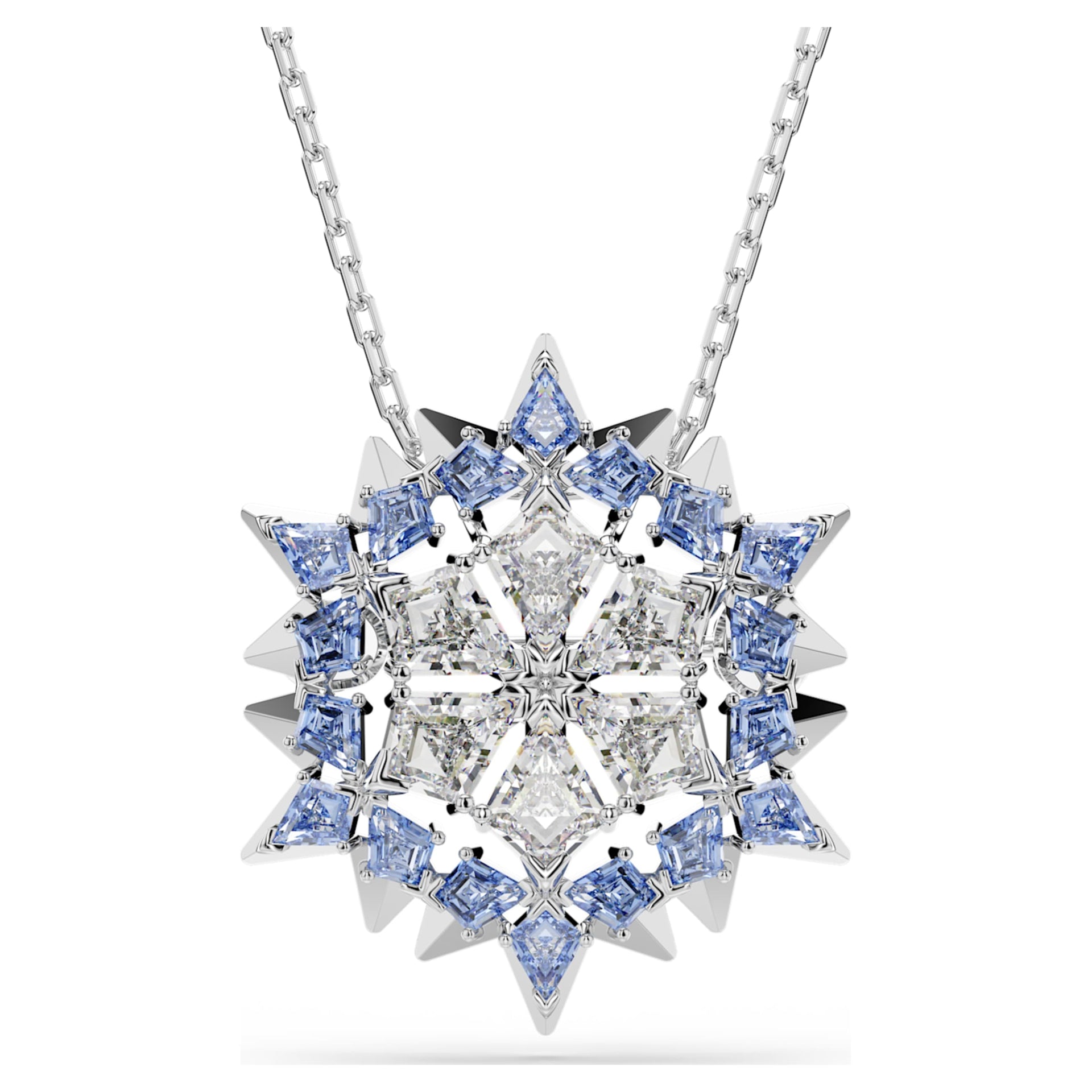 MAGIC PENDANT AND BROOCH SNOWFLAKE BLUE RHODIUM PLATED
