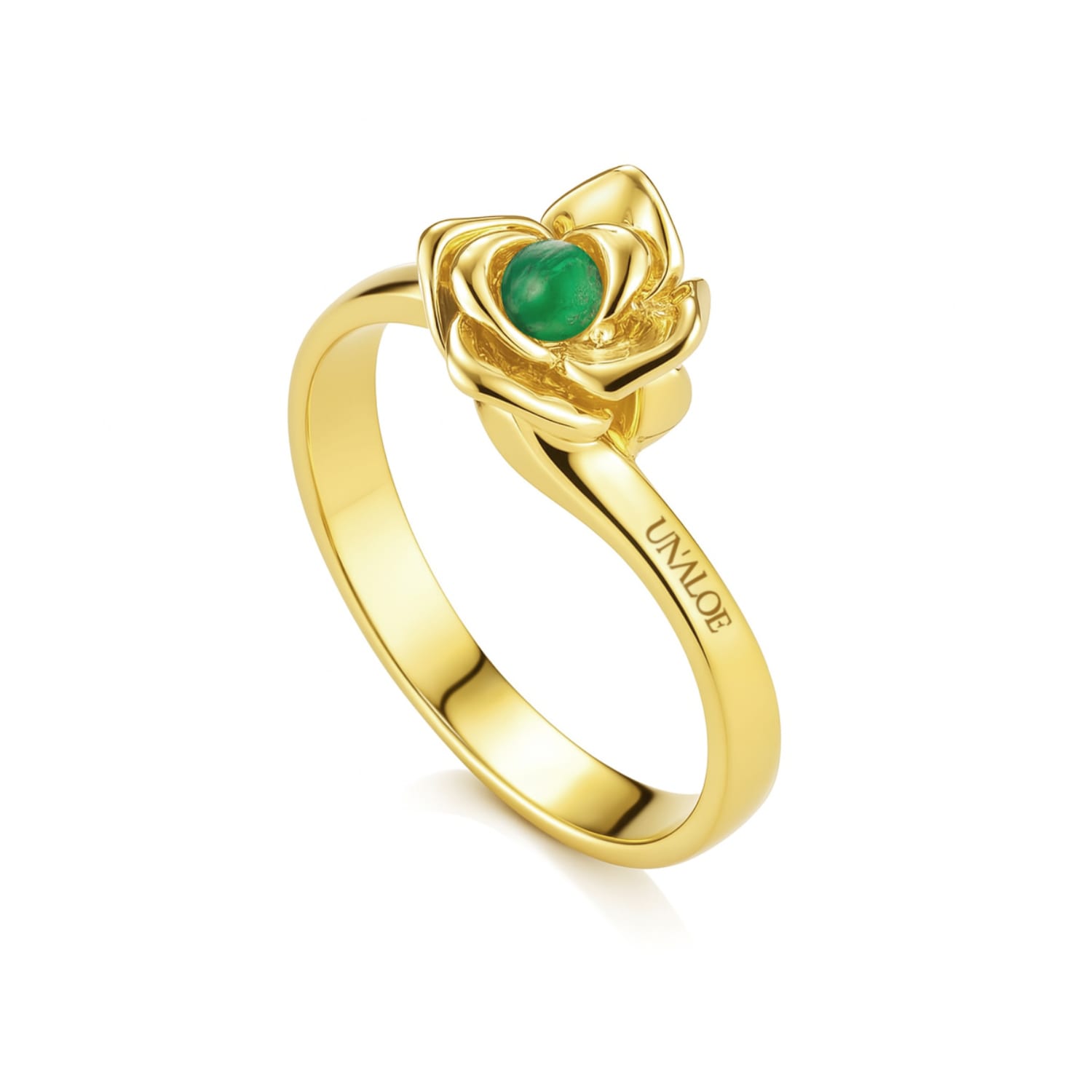 Magnifica Silver Ring, Gold-Plated Emerald