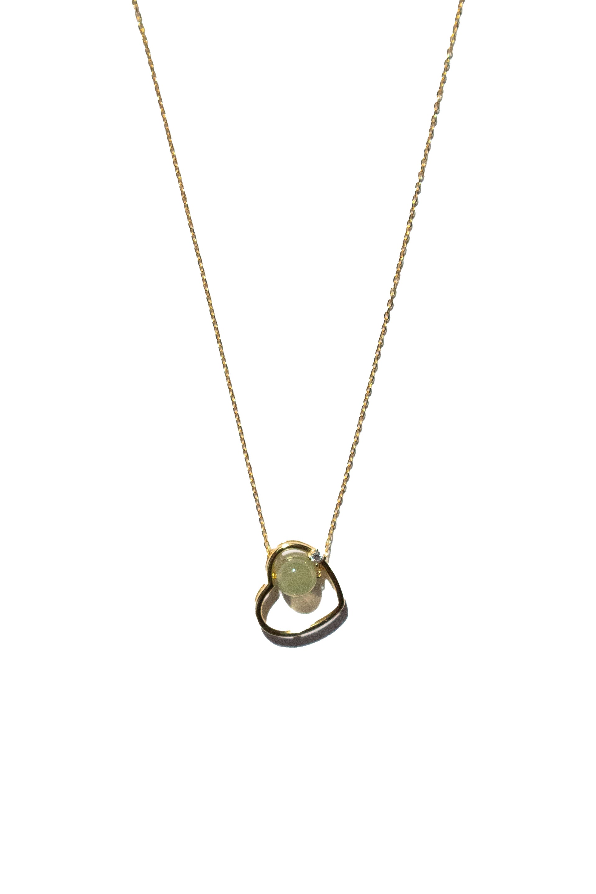 Maison Heart Green Jade & Zircon Pendant Necklace