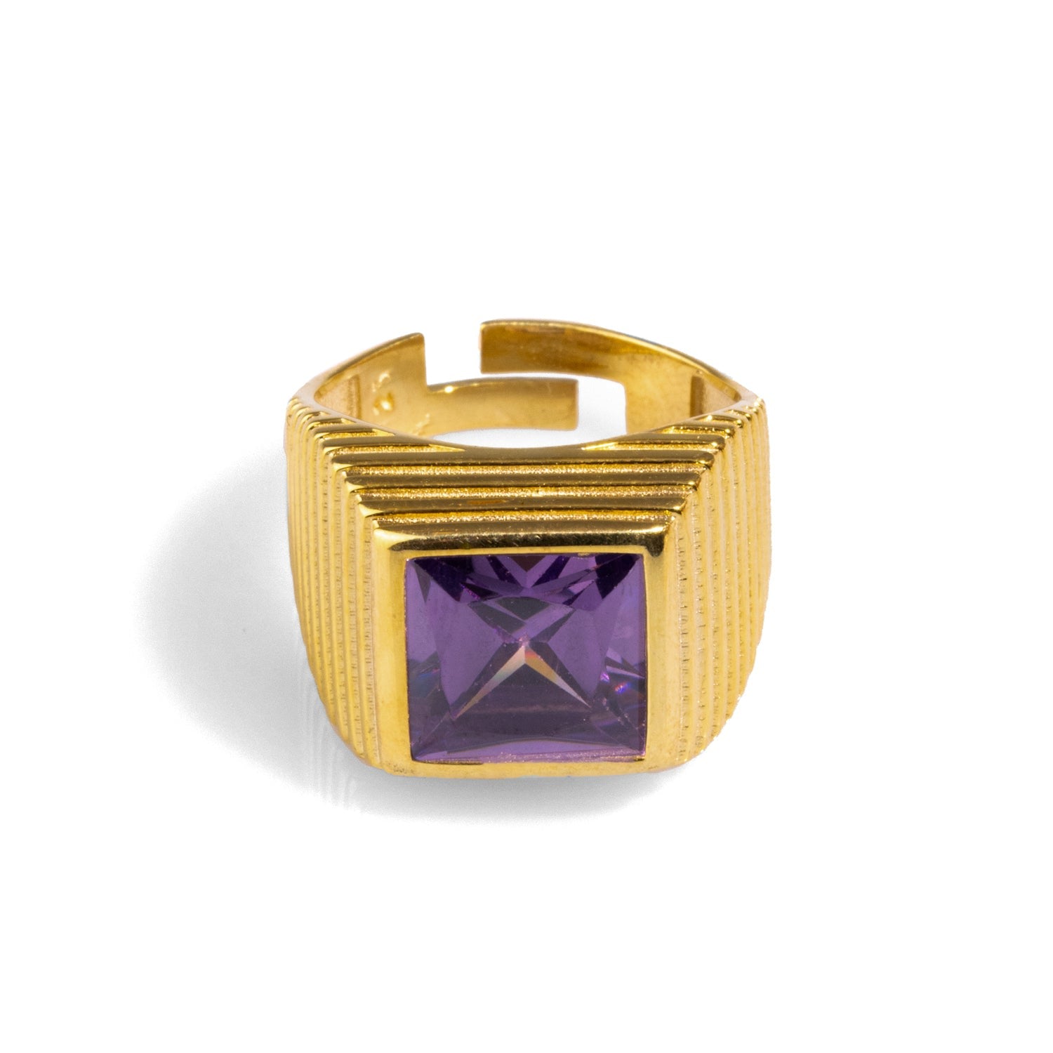 Majestic Amethyst & Gold Vermeil Chunky Signet Ring - Purple