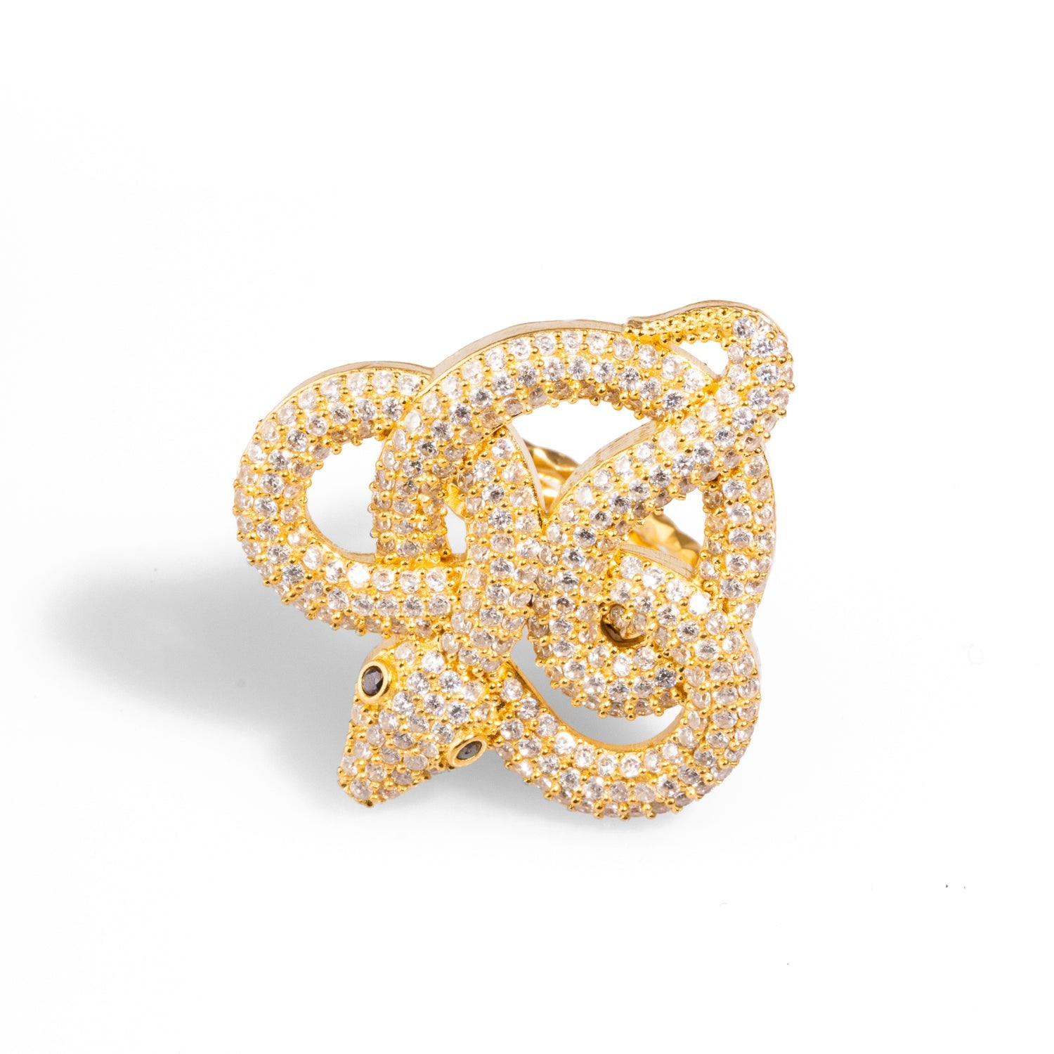 Majestic Diamond Snake Chunky Adjustable Ring - Gold