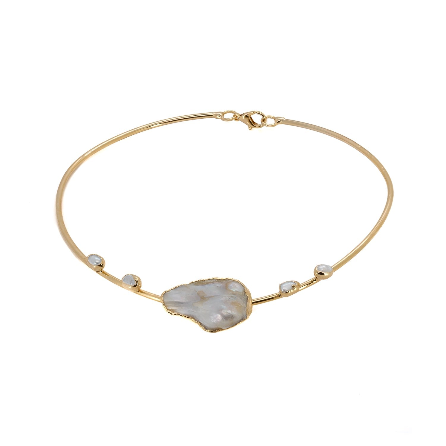 Majestic Pearl & Gold Choker Necklace - Gold