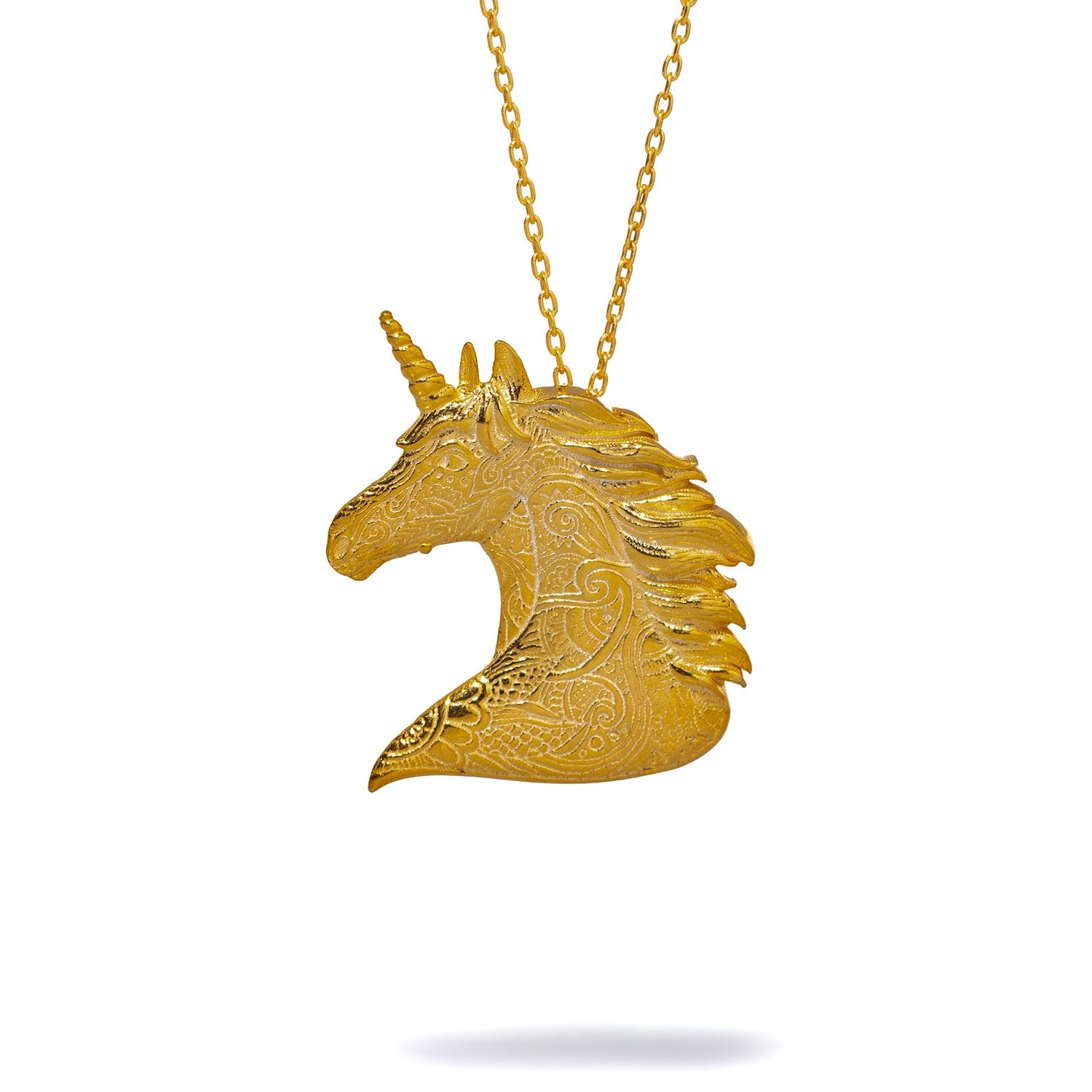 Majestic Unicorn Aura Gold Pendant Chain Necklace - Gold