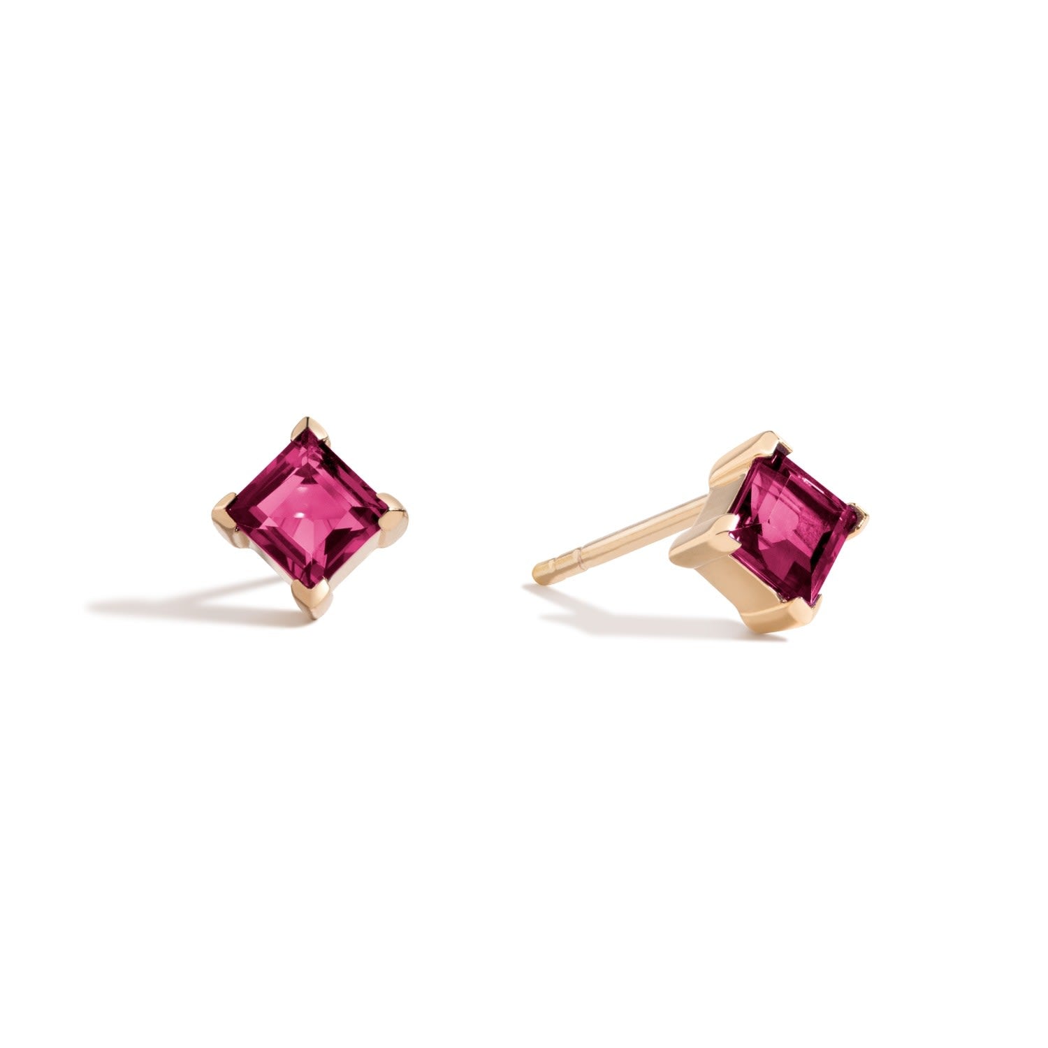Make Believe - 18K Gold Vermeil Pink Topaz Square Stud Earrings