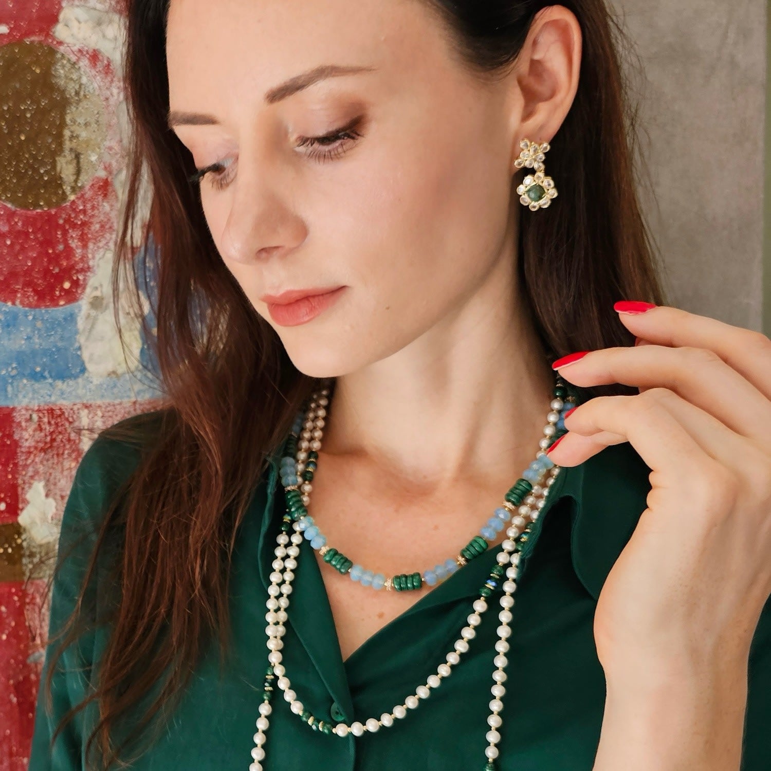 Malachite And Opal Color Matching Necklace