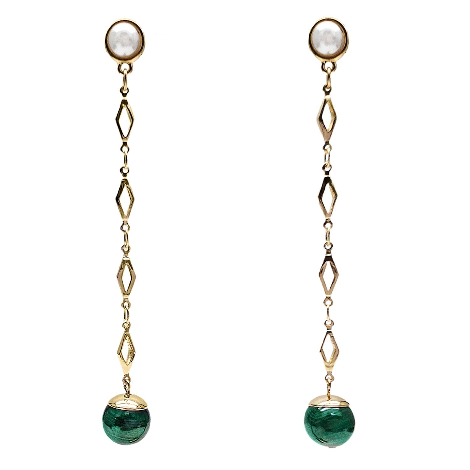 Malachite Dangle Shoulder Earrings