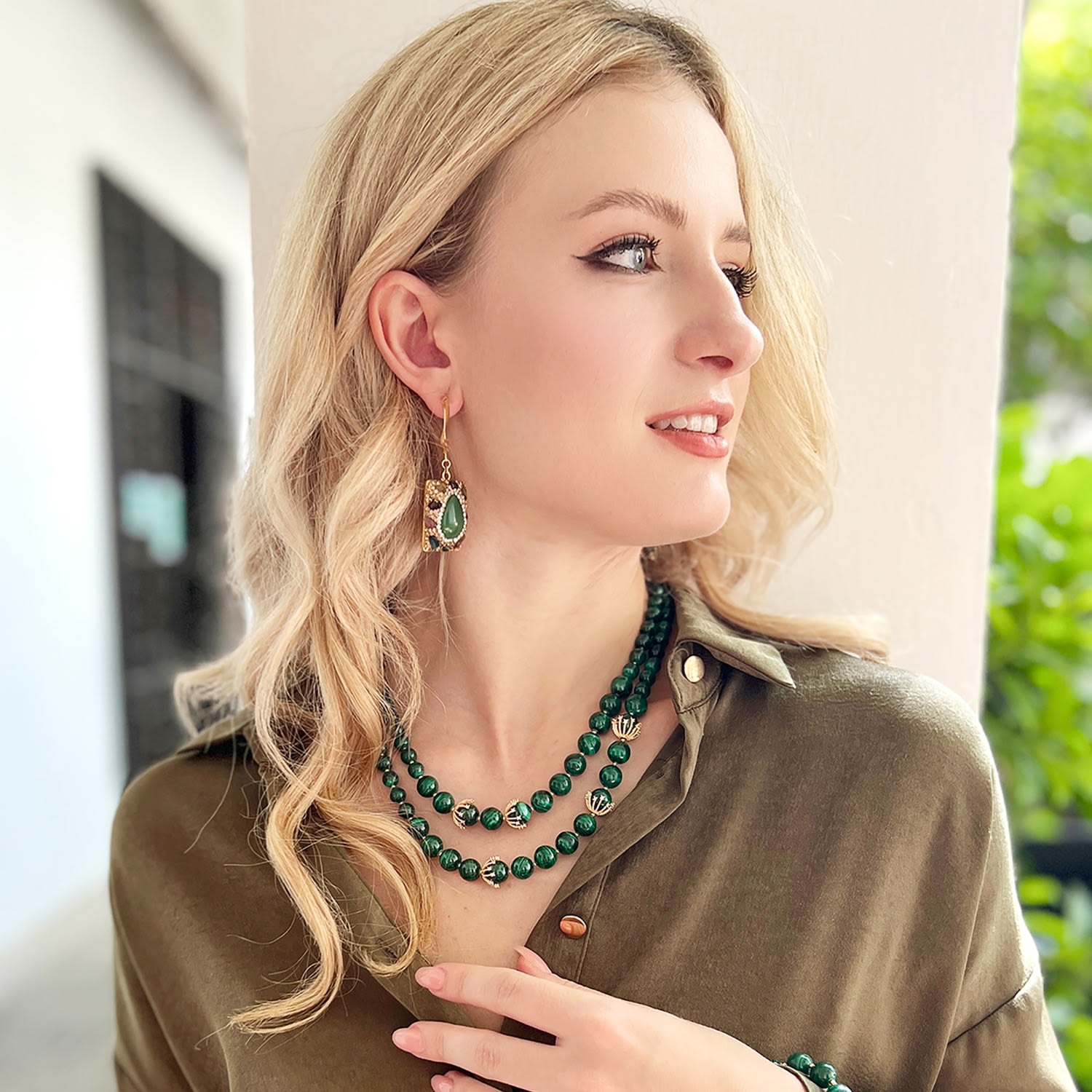 Malachite Double Strands Sophisticated Necklace