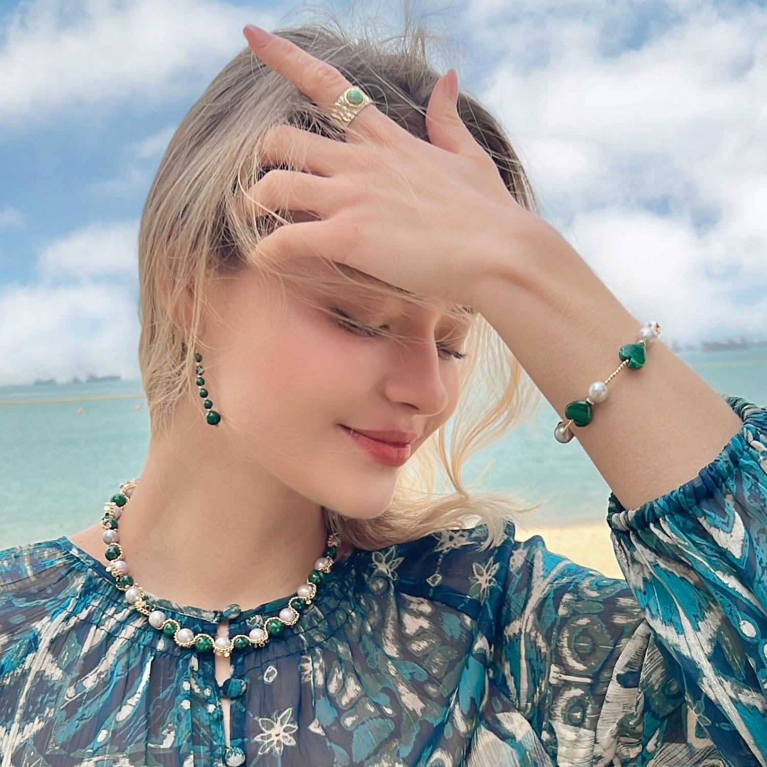 Malachite Drops With Butterfly Hook Earrings