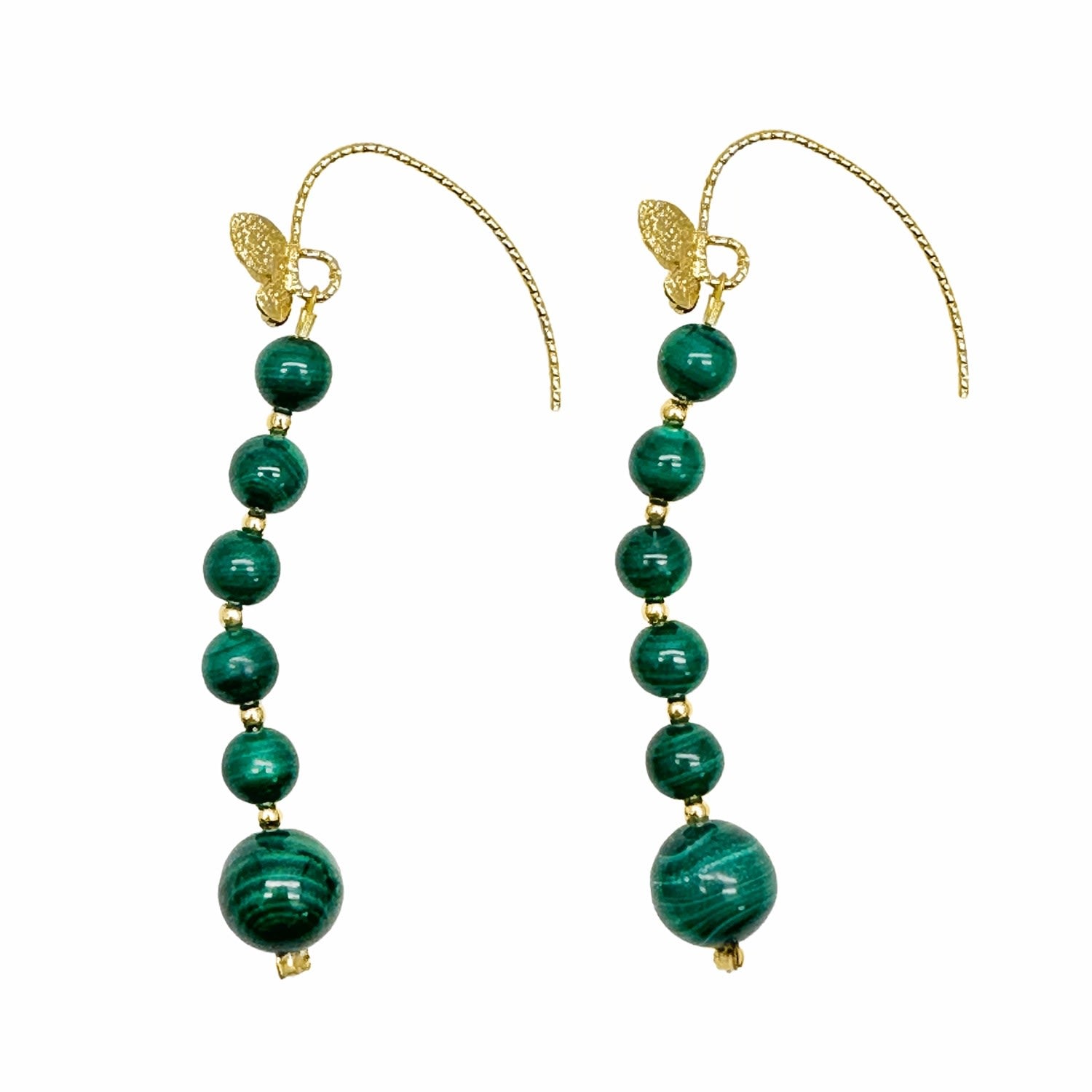 Malachite Drops With Butterfly Hook Earrings