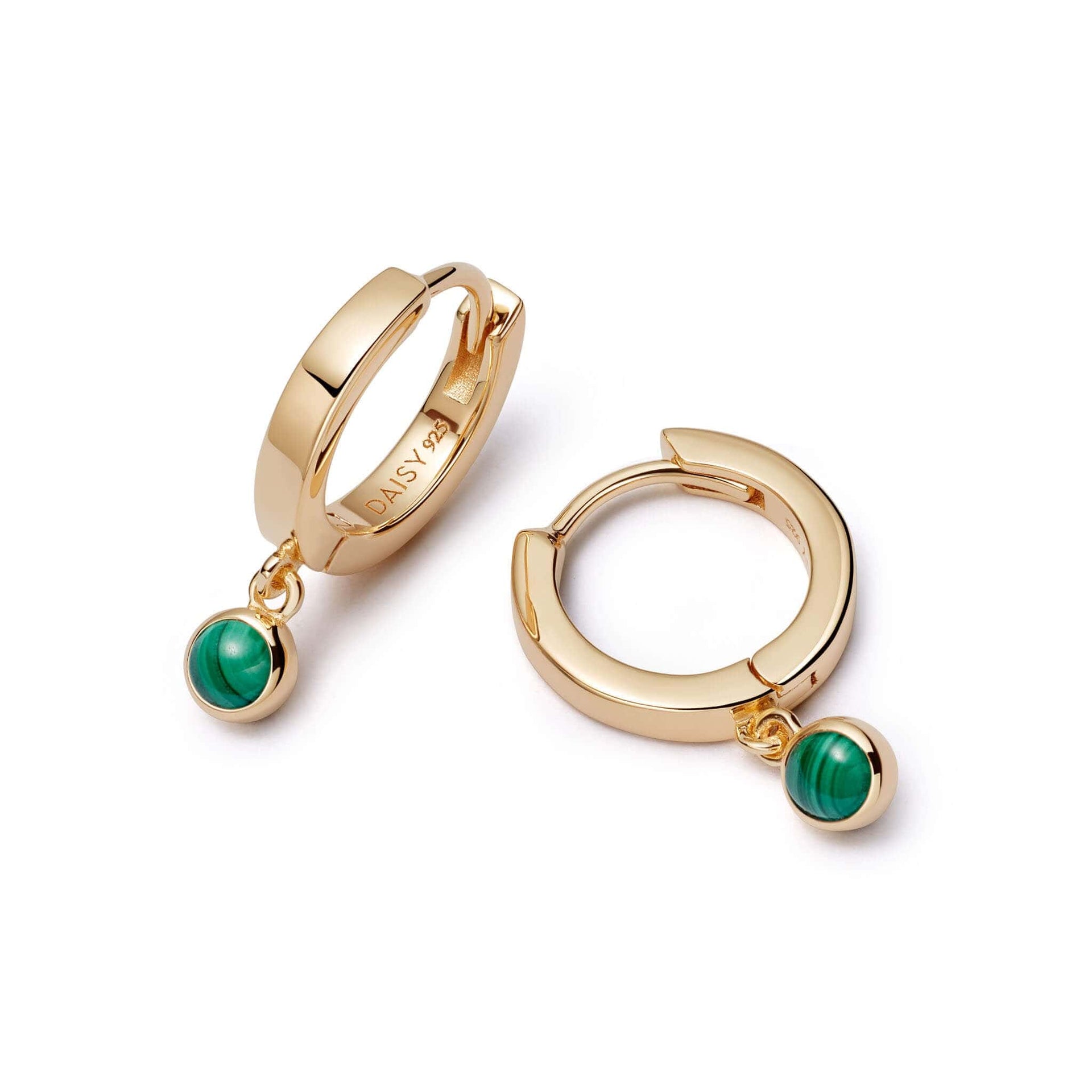 malachite-healing-huggie-hoop-earrings-18ct-gold-plated-daisy-london