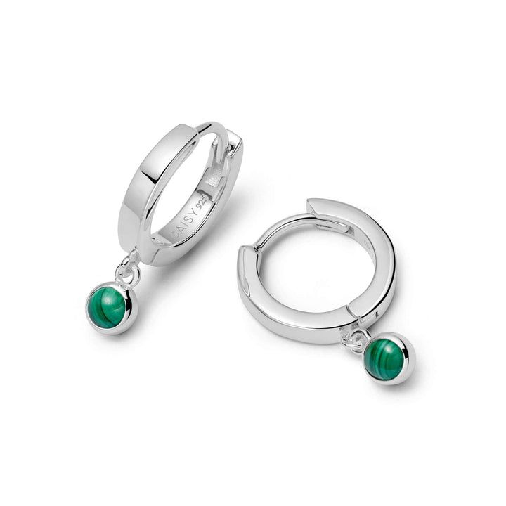 malachite-healing-huggie-hoop-earrings-sterling-silver-18ct-gold-plated-daisy-london