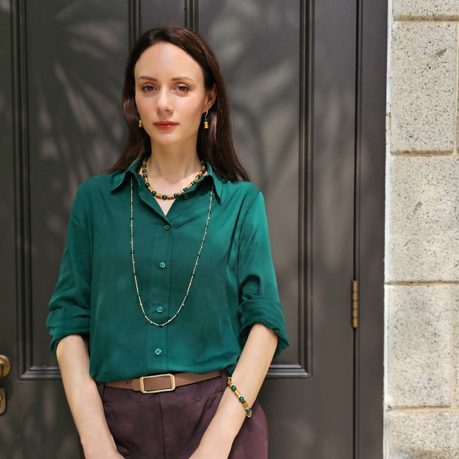 Malachite Minimalist Long Necklace