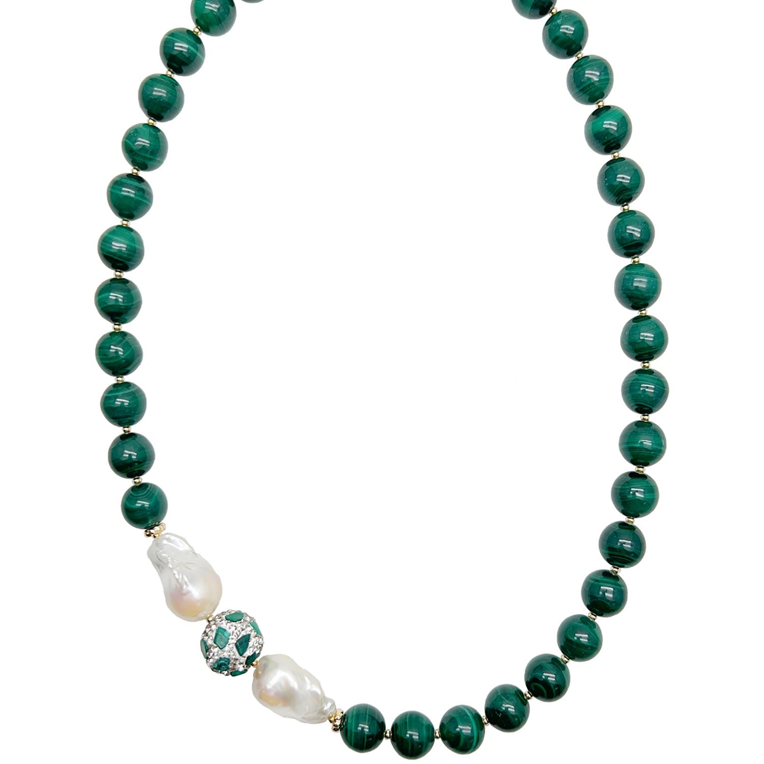 Gorgeous Malachite With Baroque Pearls Statement Necklace
