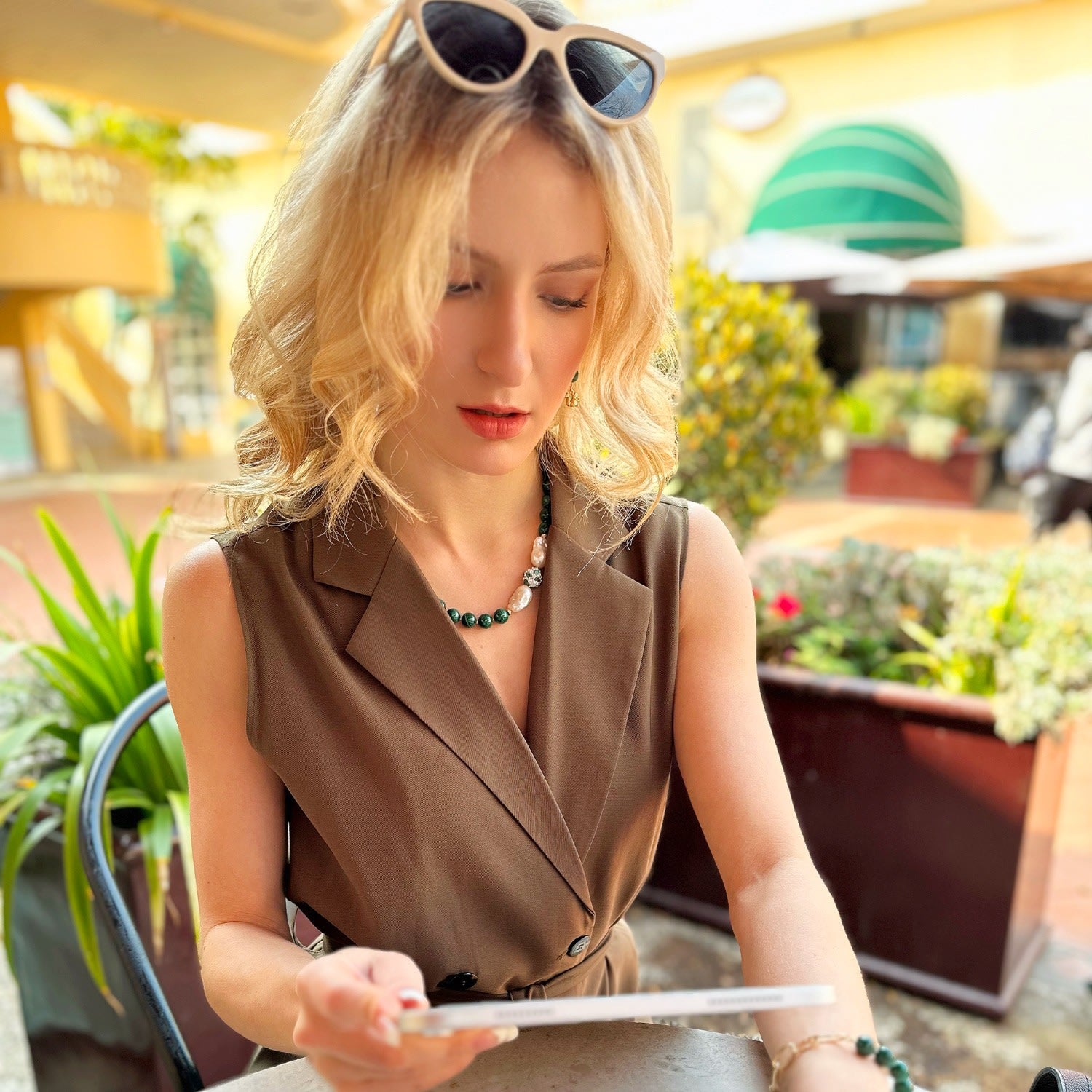 Gorgeous Malachite With Baroque Pearls Statement Necklace