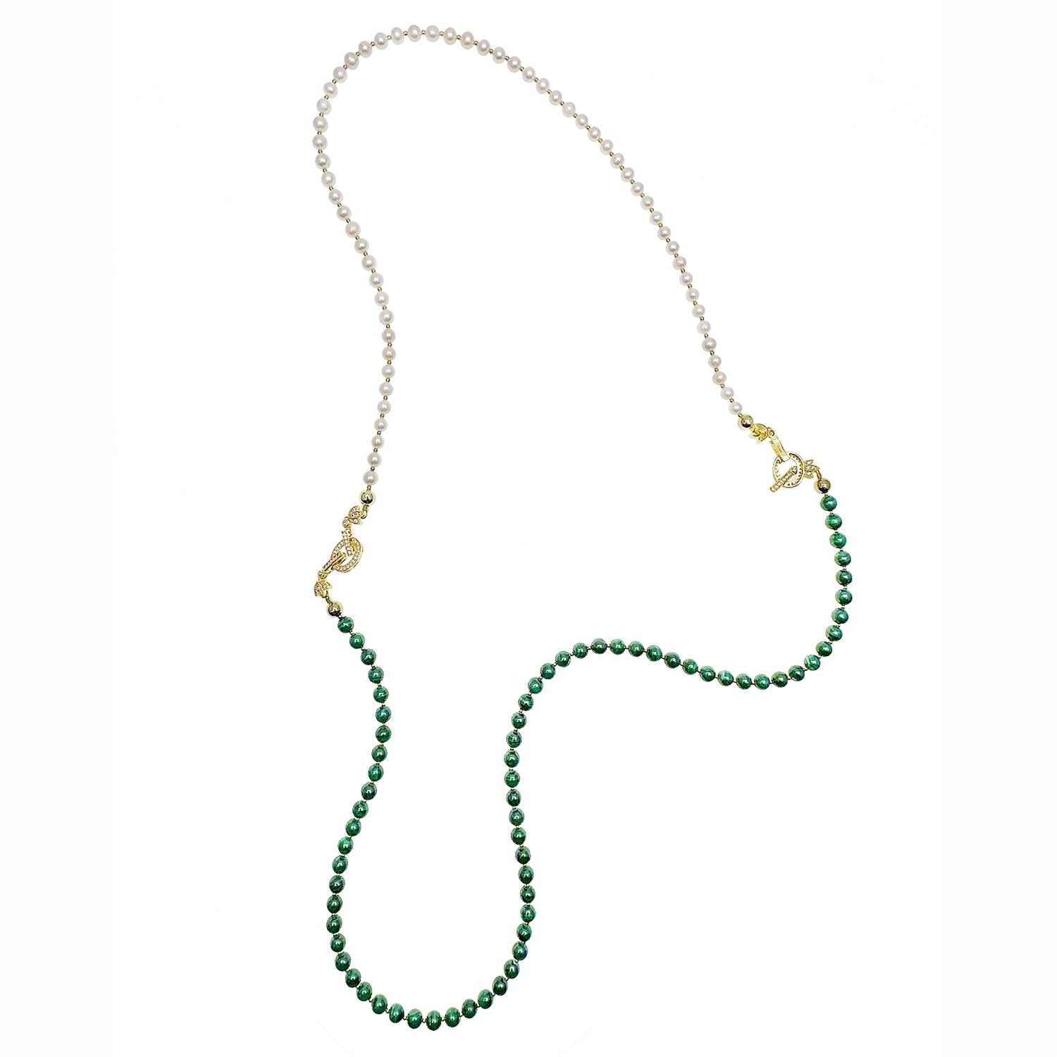 Malachite With Freshwater Pearls Convertible Necklace