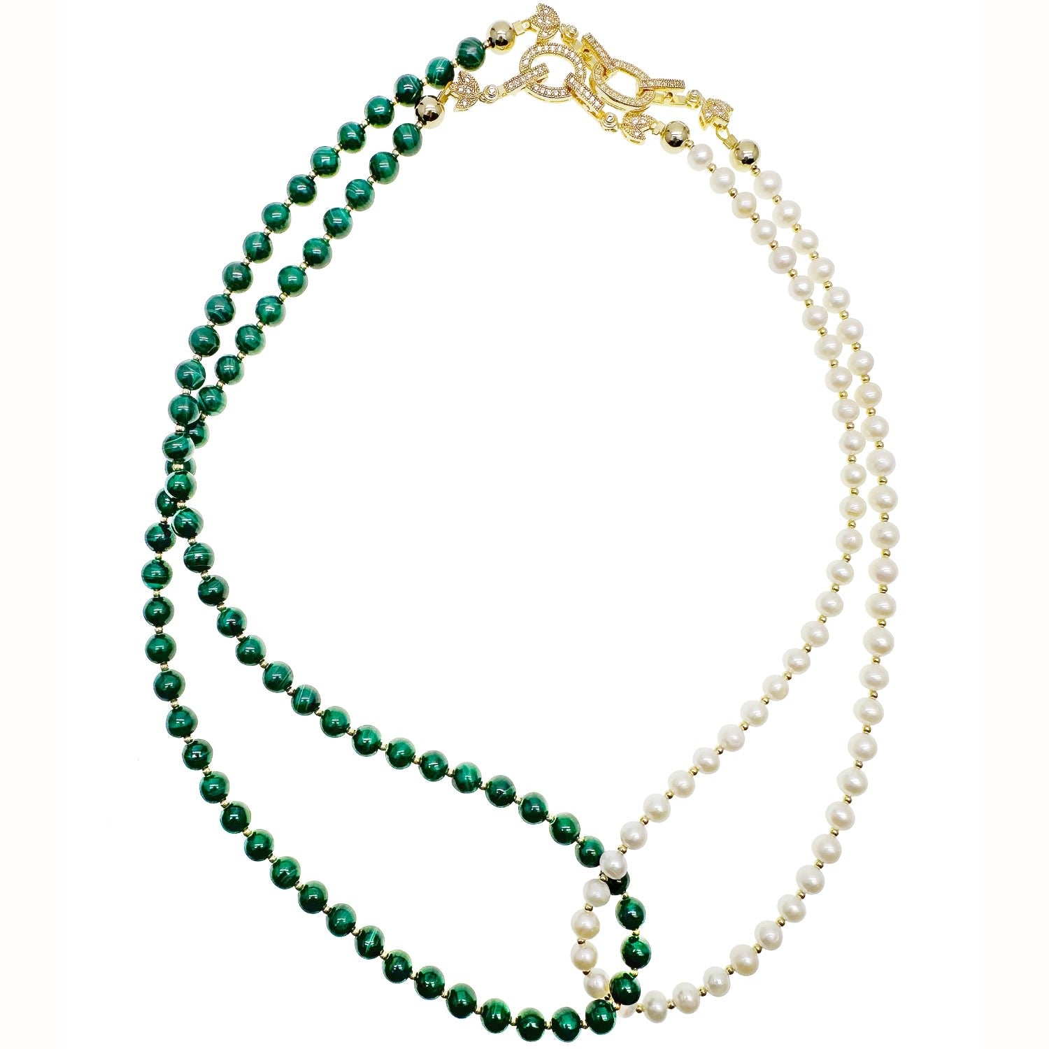 Malachite With Freshwater Pearls Convertible Necklace