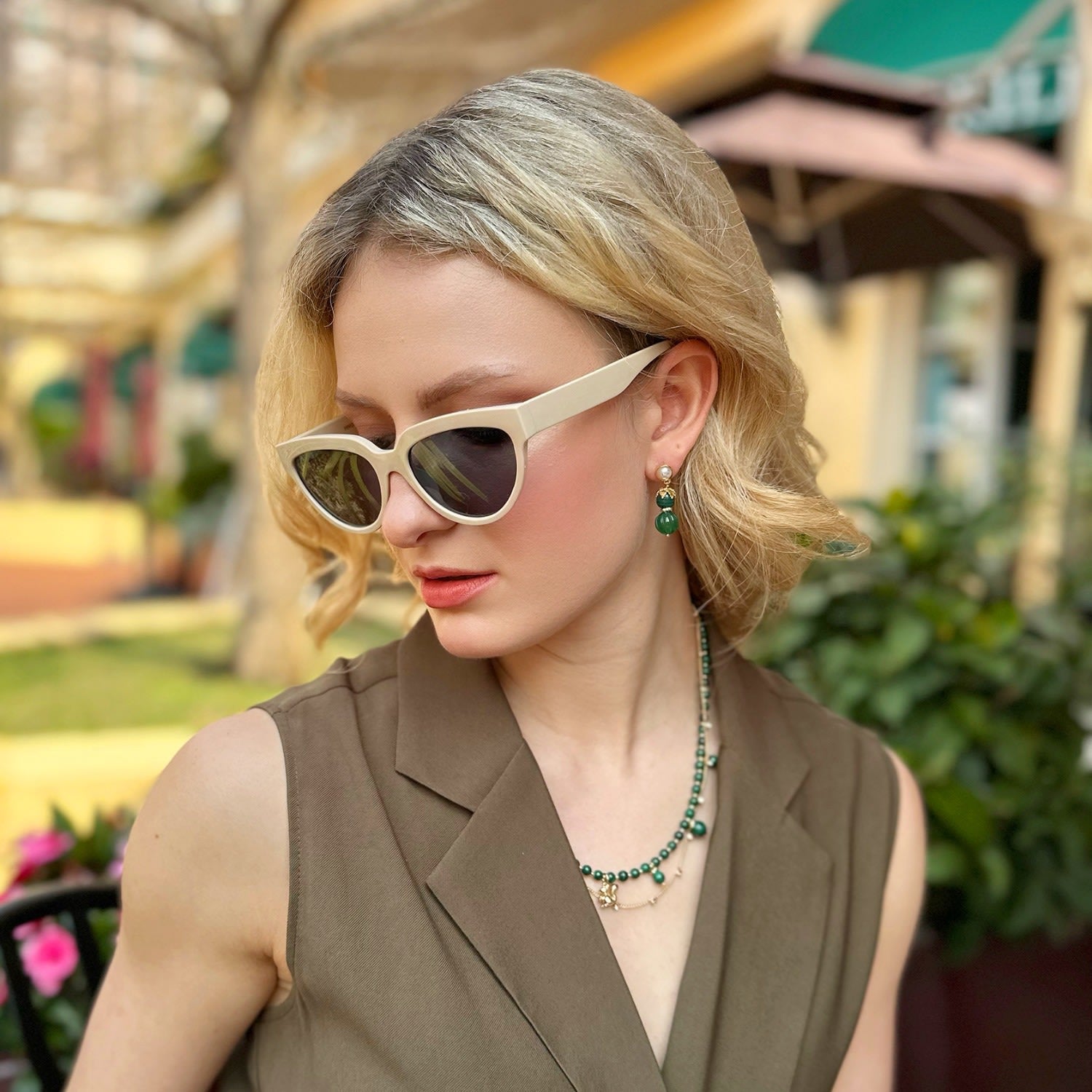 Green Gemstone Adorable Dangle Earrings