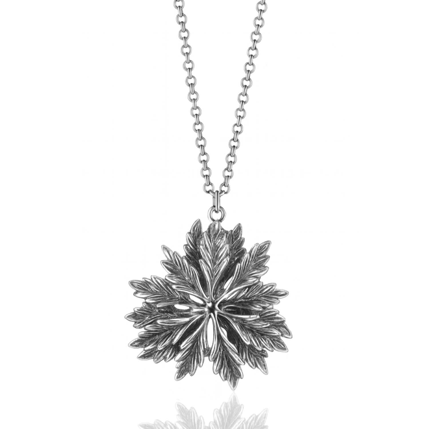 Malesia Sterling Silver Women's Necklace With Floral Star Pendant – Elegant Women's Jewelry