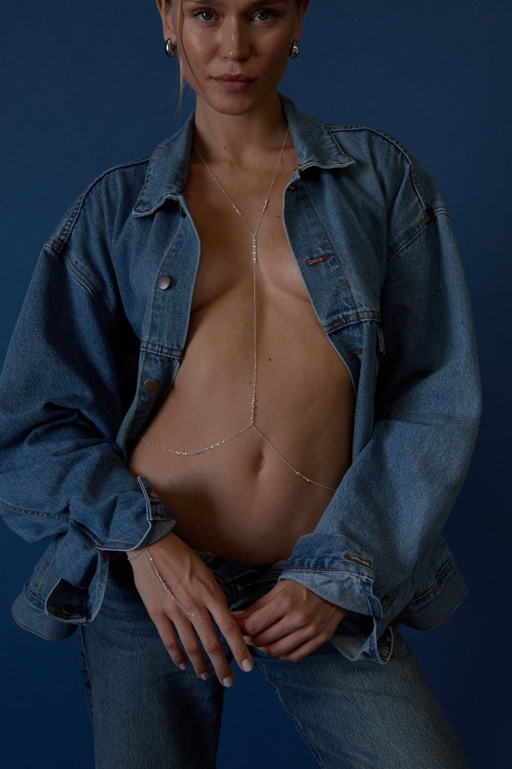 Mallory Cz Gemstone Silver Body Chain