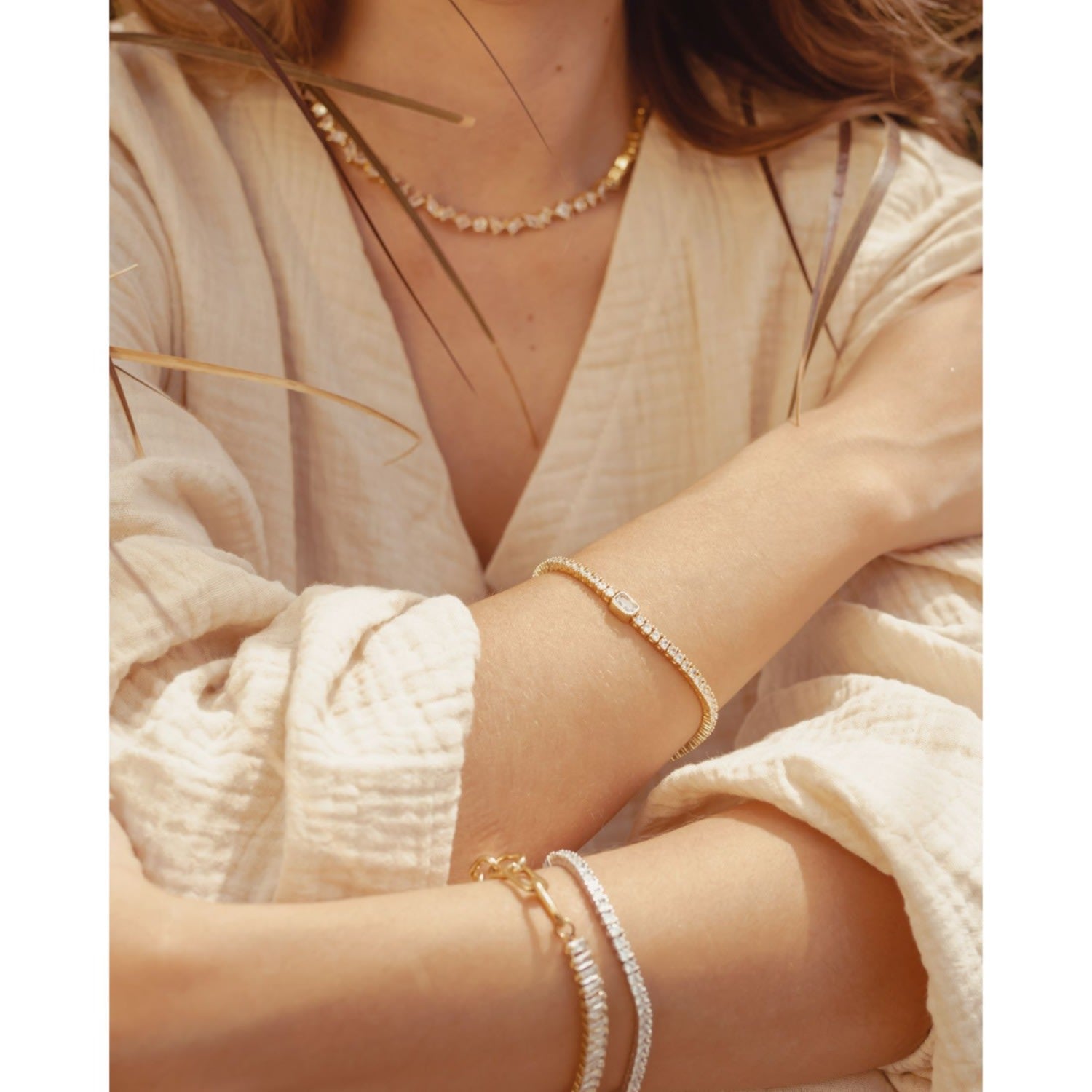 Malvi Tennis Chain Bracelet - Gold