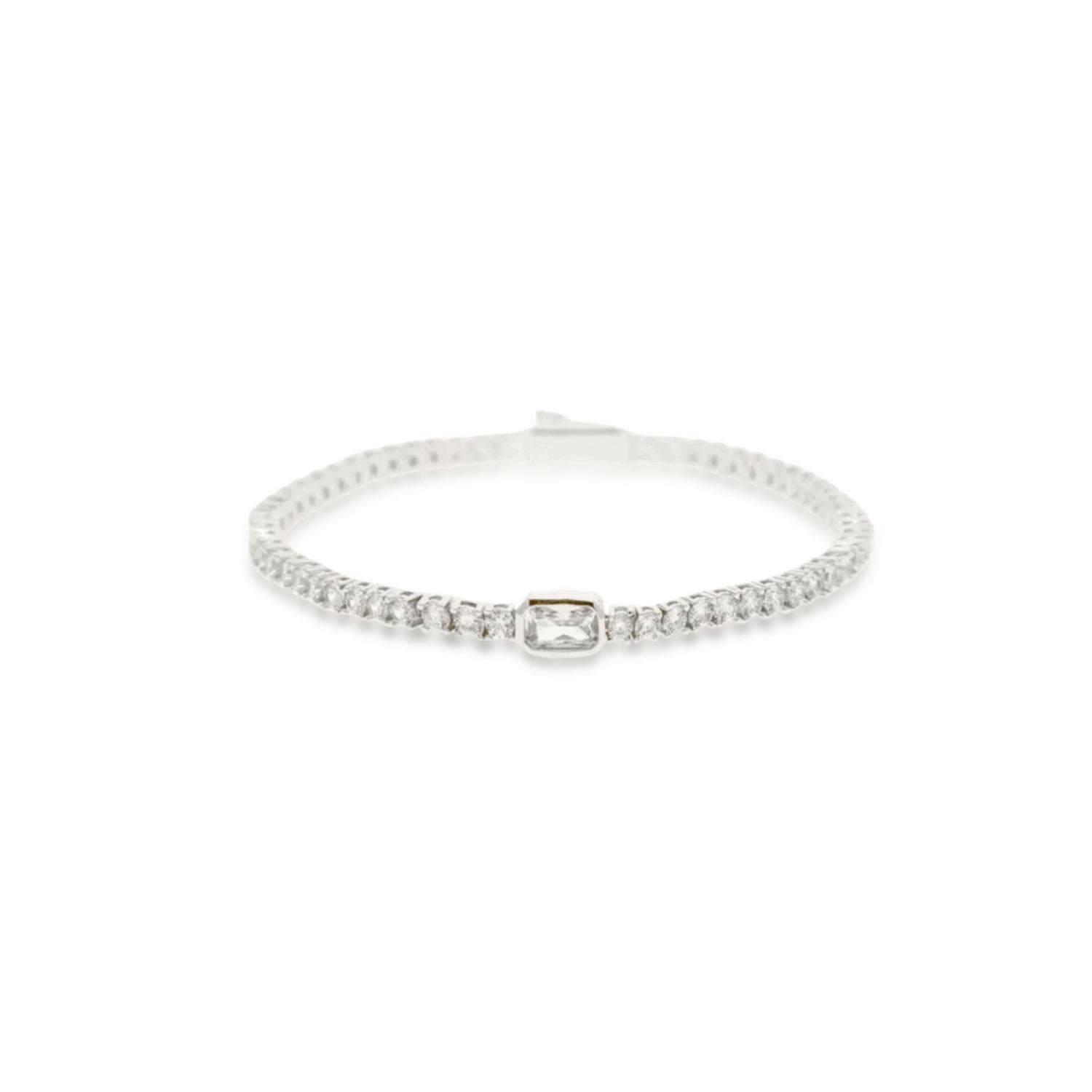 Malvi Tennis Chain Bracelet - Silver