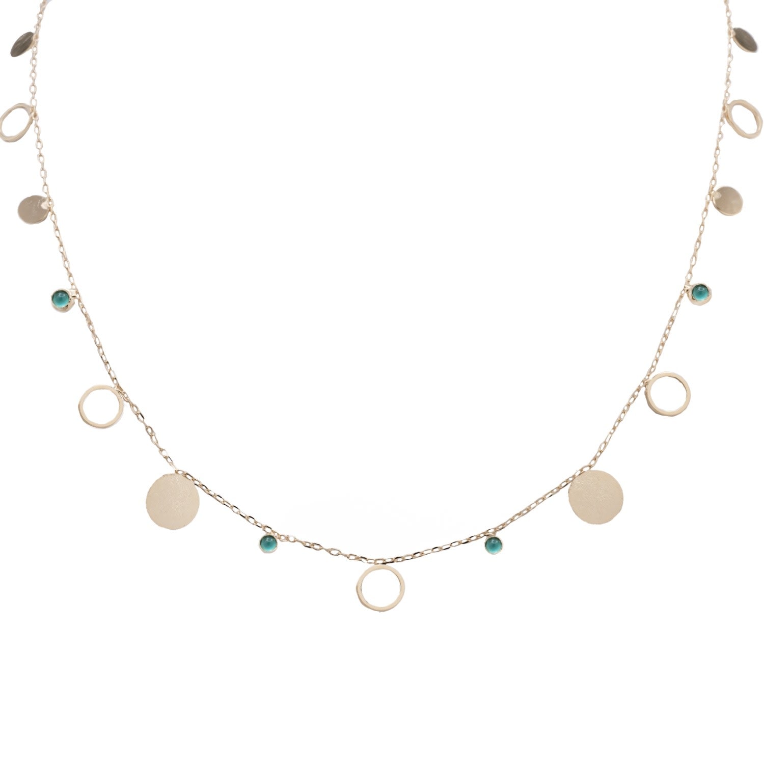 Manhattan Short Coin Necklace In Blue Zirconia