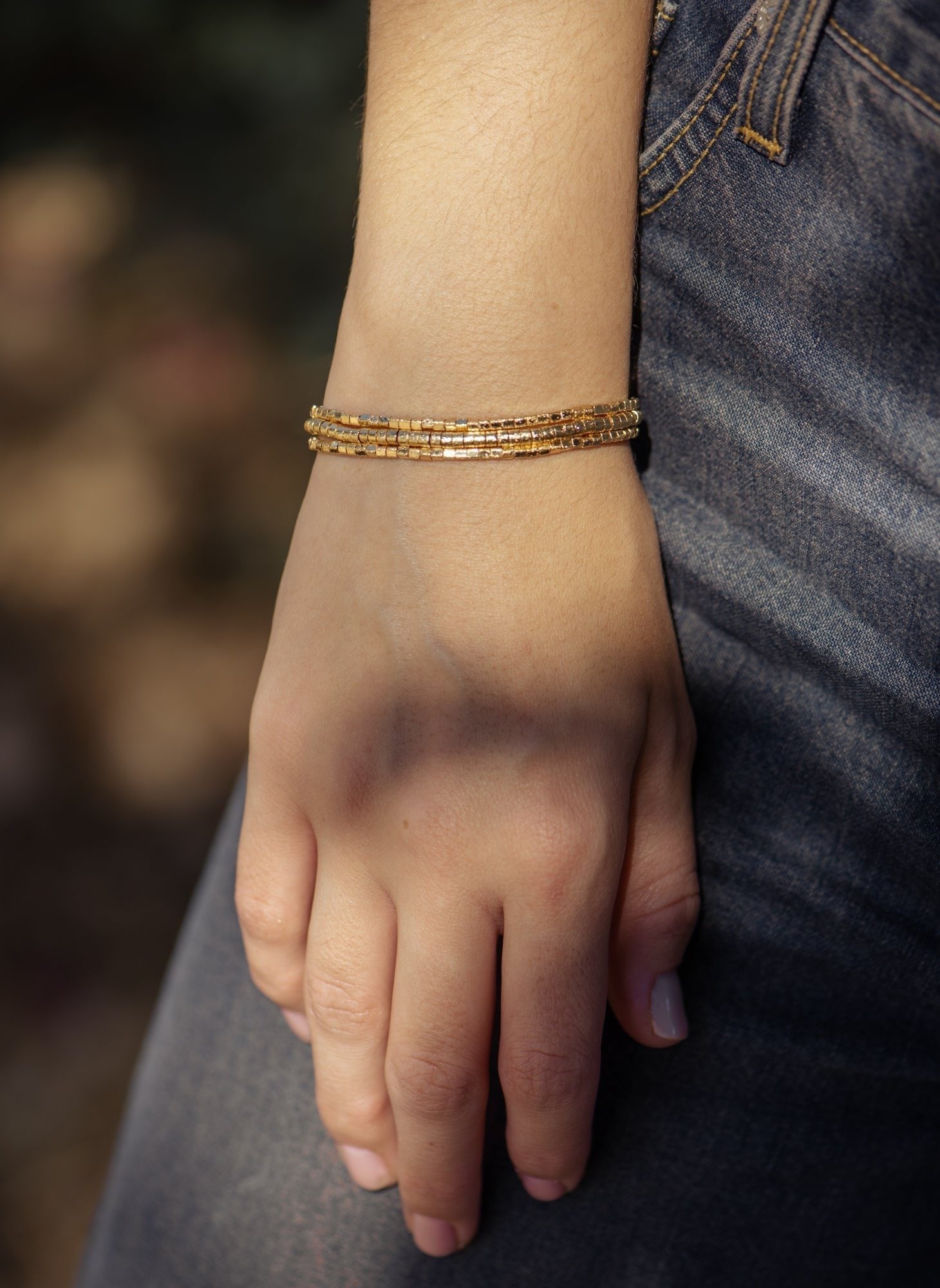 Manya Beaded Bracelet In Gold