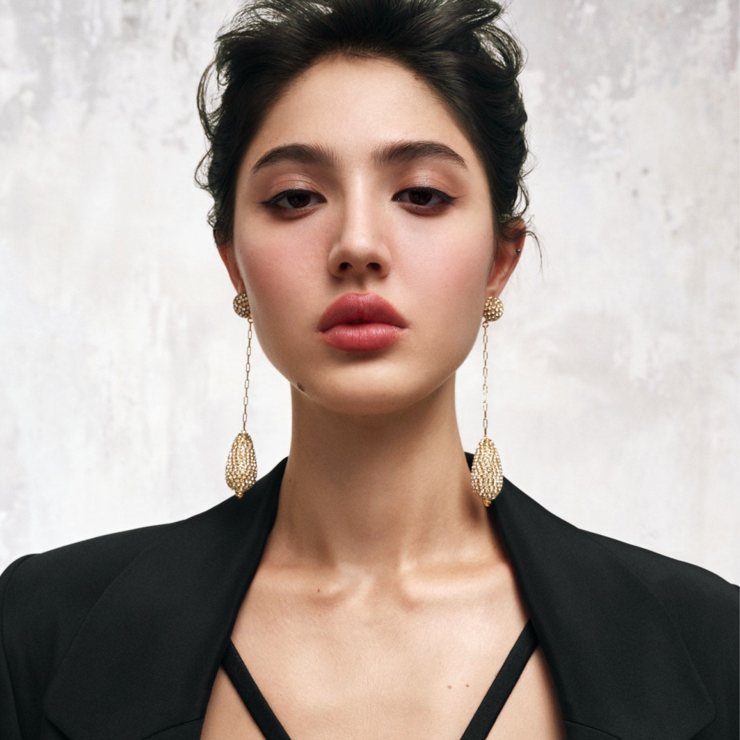 Marcelle Earrings In Long Golden Drop