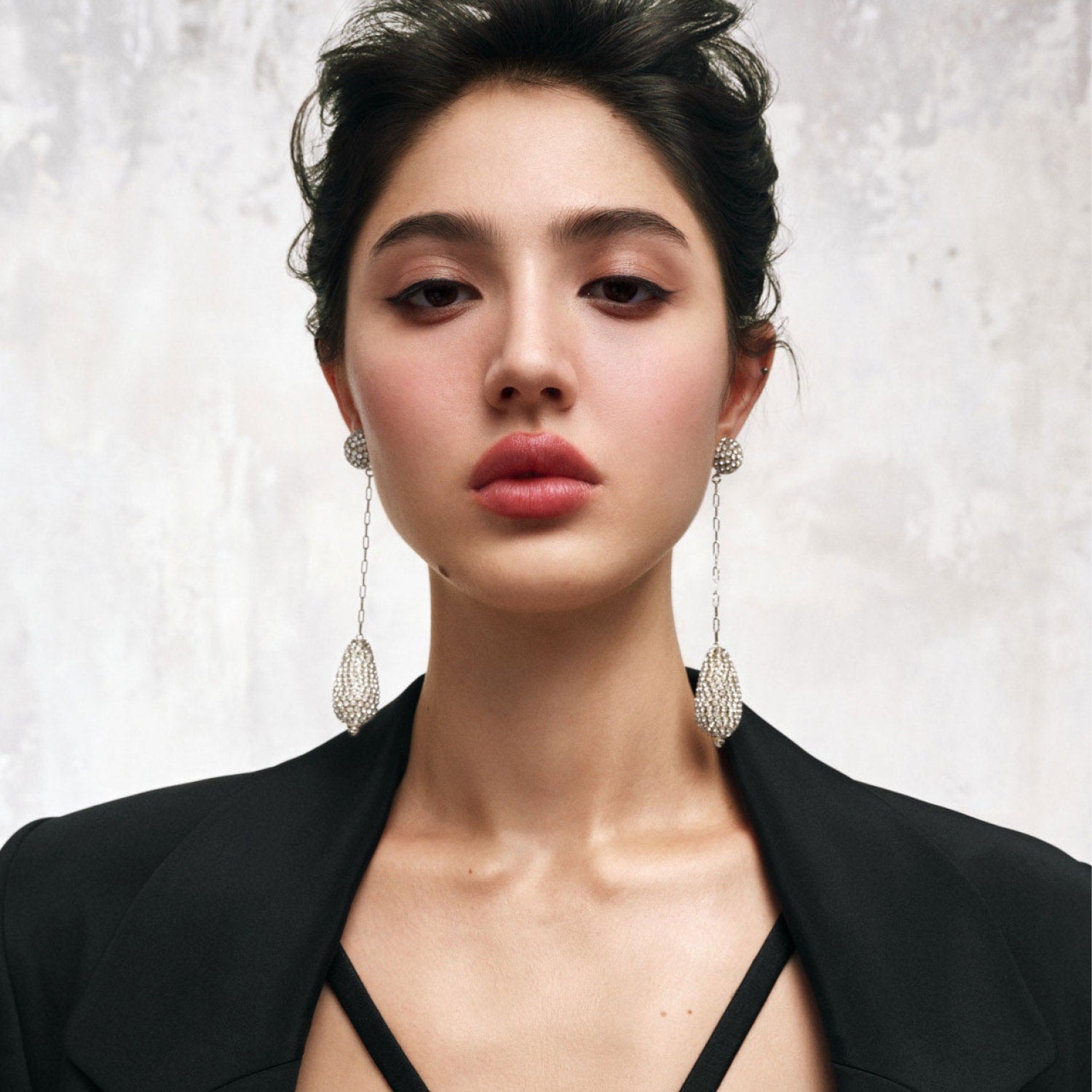 Marcelle Earrings In Long Silver Drop