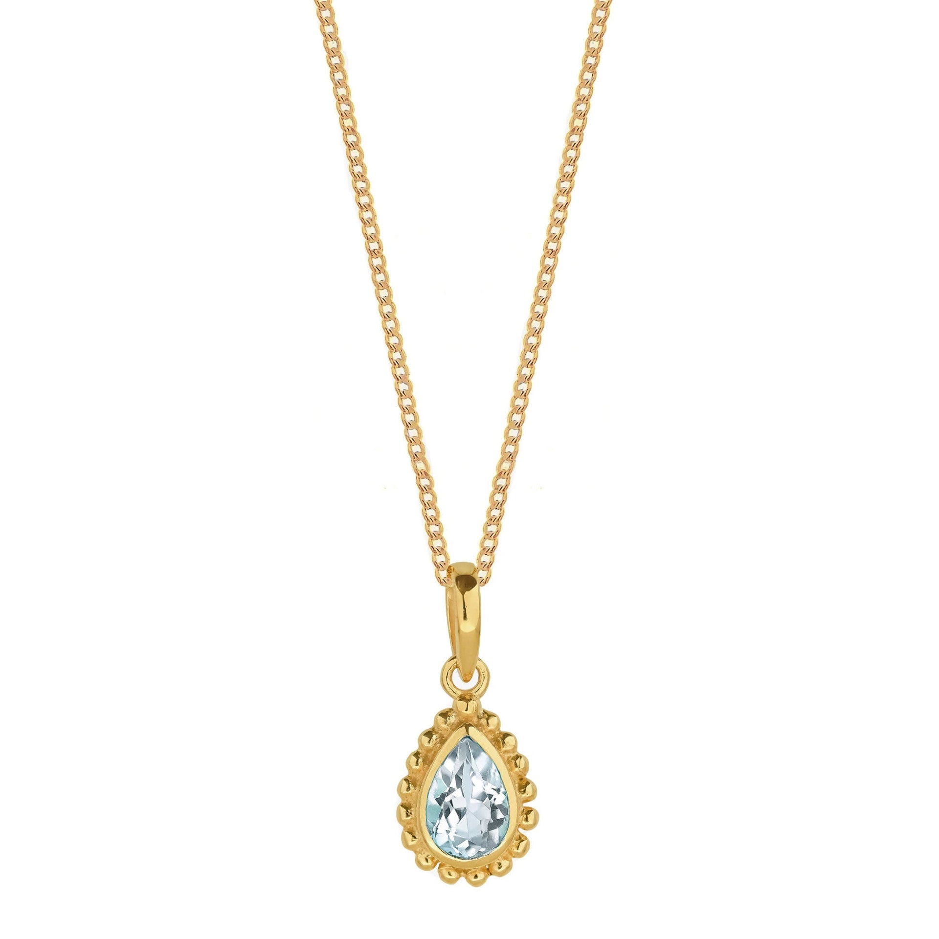 March Birthstone Gold Necklace - Aquamarine