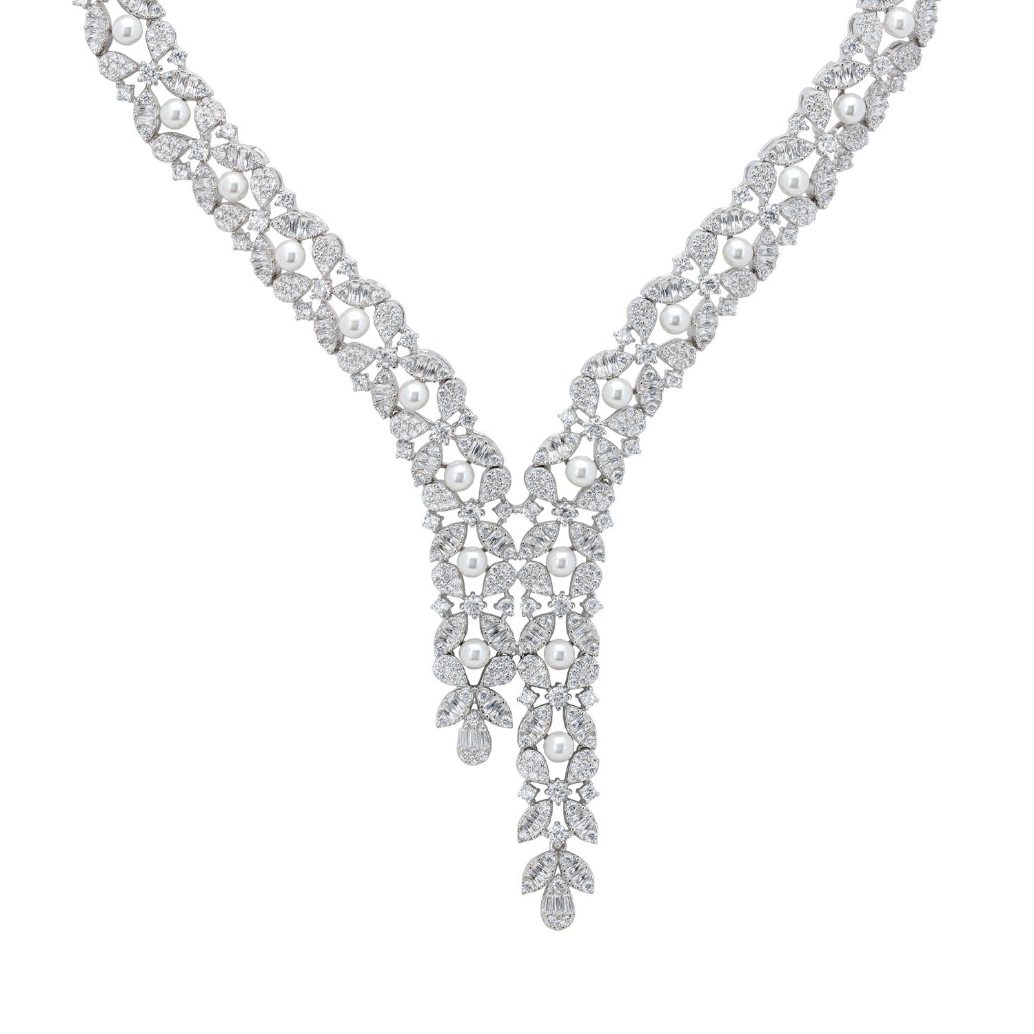 Marchioness Statement Necklace Pearl Silver