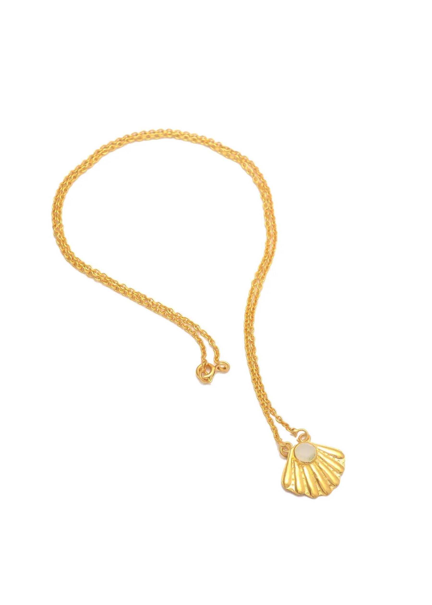 Mare Seashell Charm Necklace With Moonstone