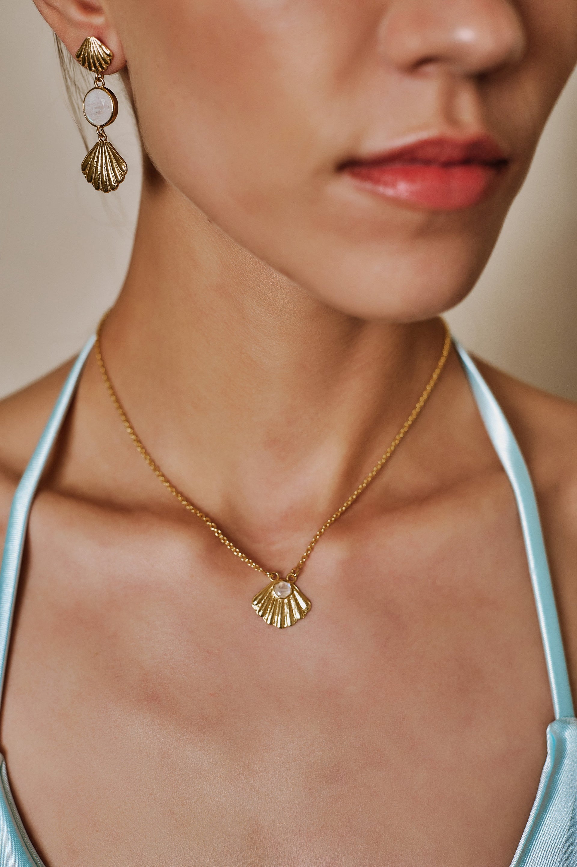 Mare Seashell Charm Necklace With Moonstone