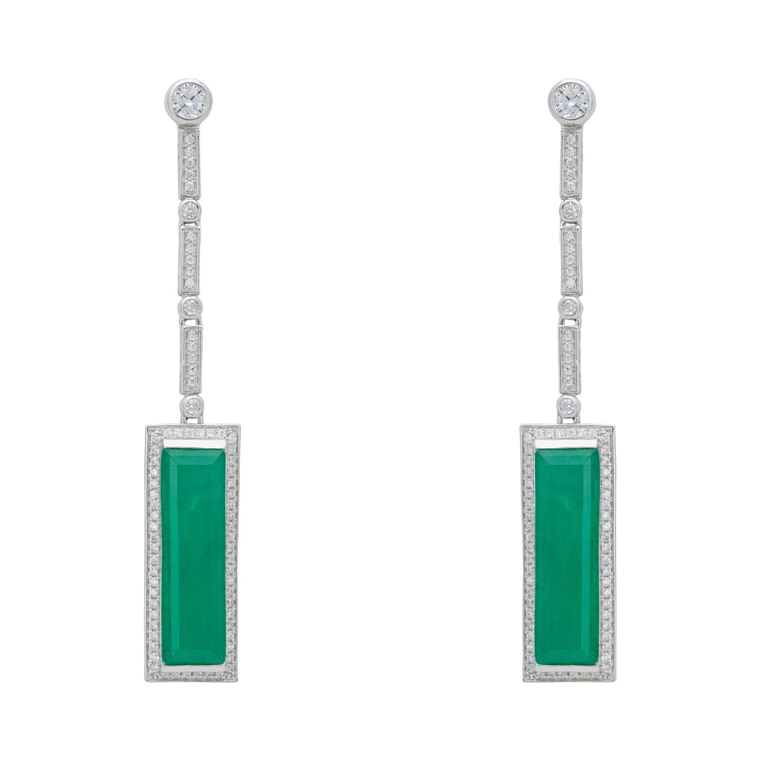 Margaux Colombian Emerald Drop Earrings Silver