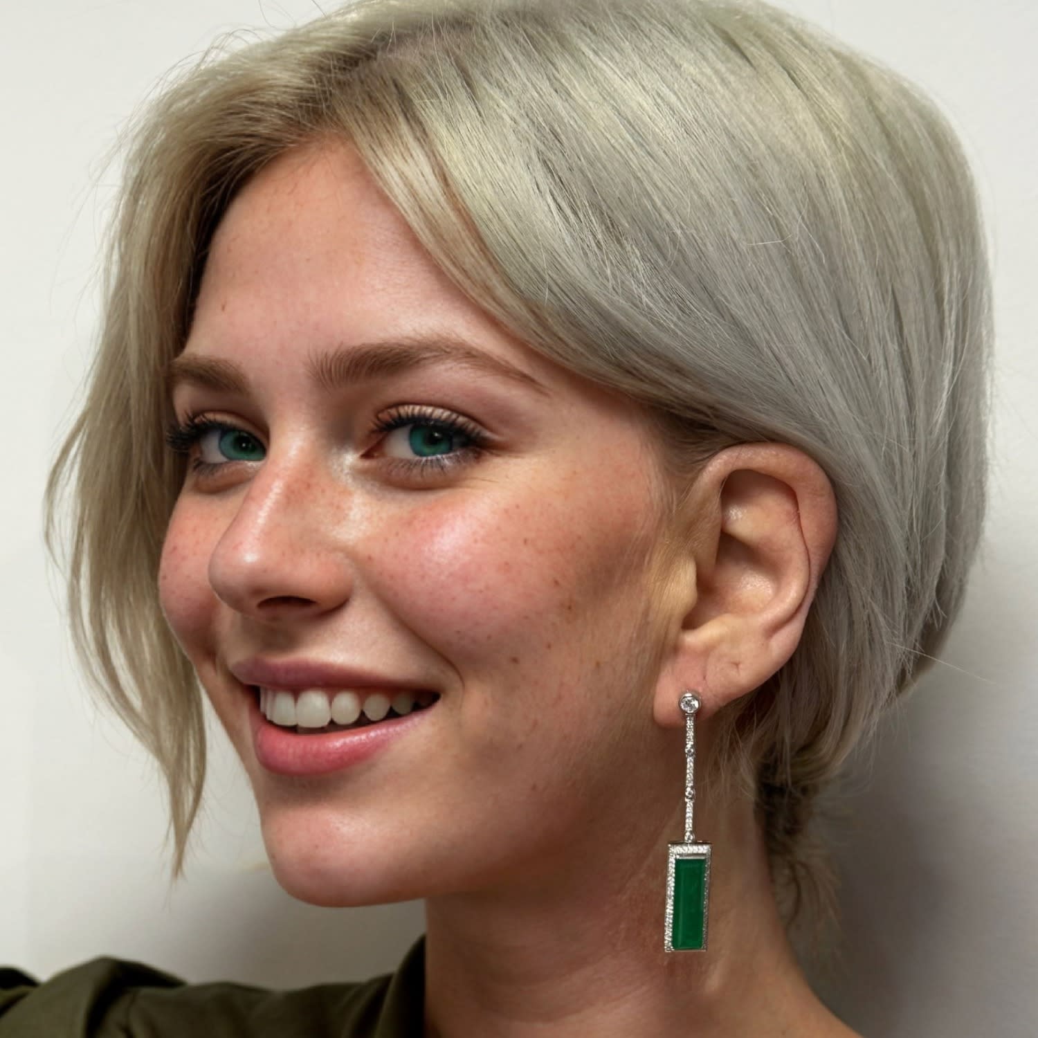 Margaux Colombian Emerald Drop Earrings Silver