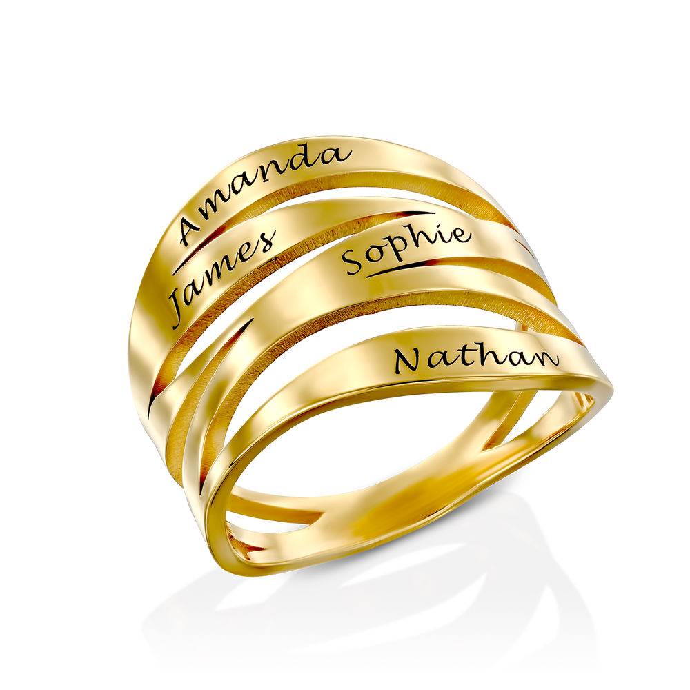 Margeaux Custom Ring in Gold Plating - Grandma Ring - Personalized Ring with Names - Engraved Ring for Mom