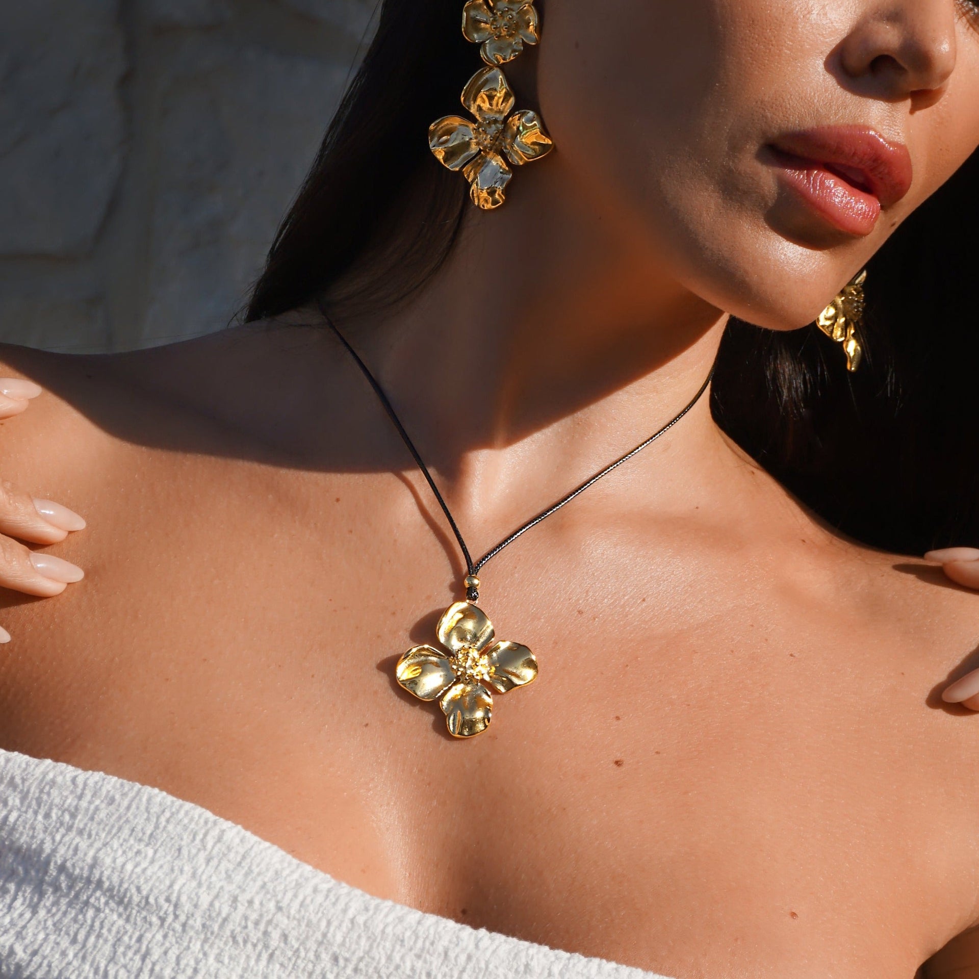 Marigold Black Leather Necklace