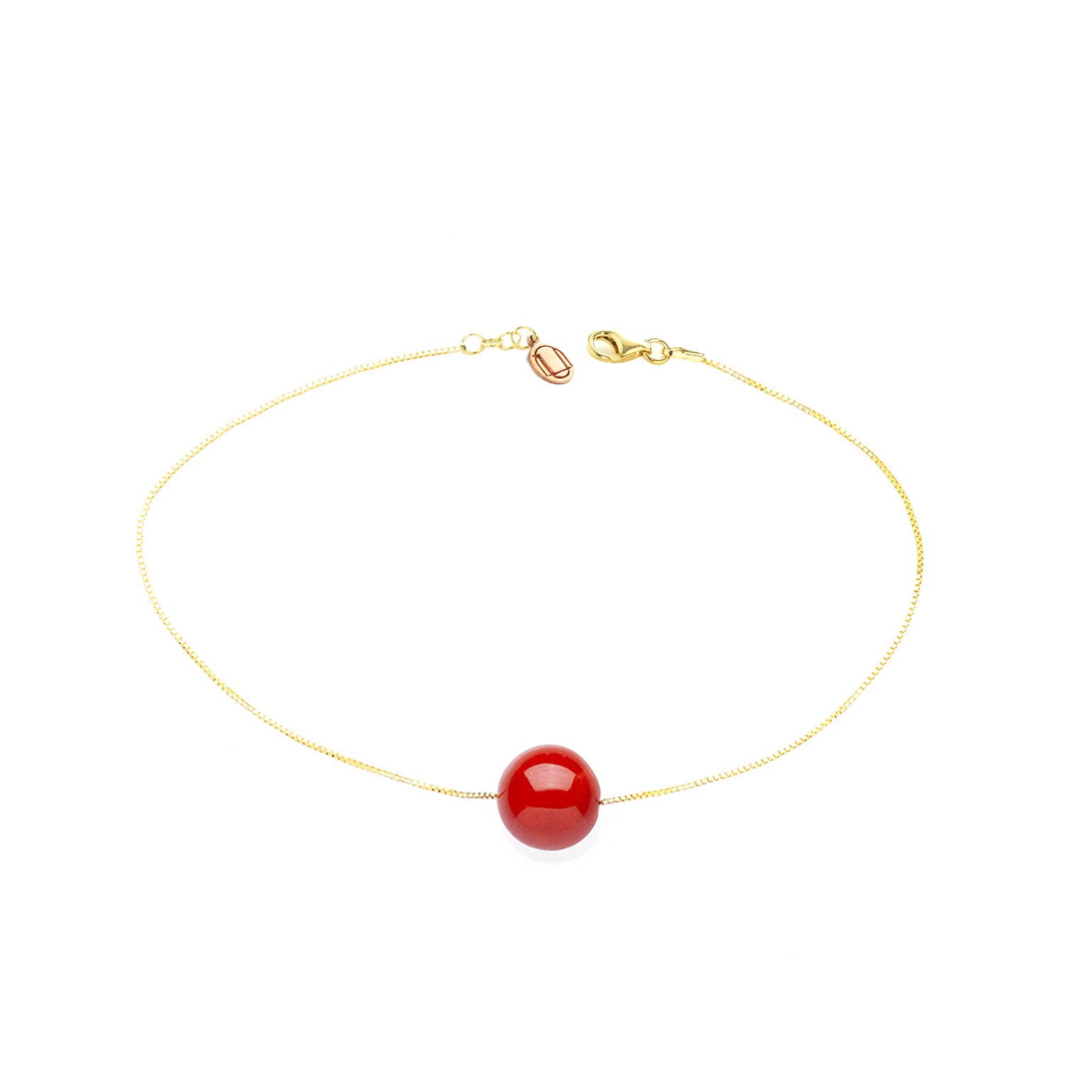 Marine Elegance Bracelet – Coral Sphere And Gold-Plated Venetian Silver Chain