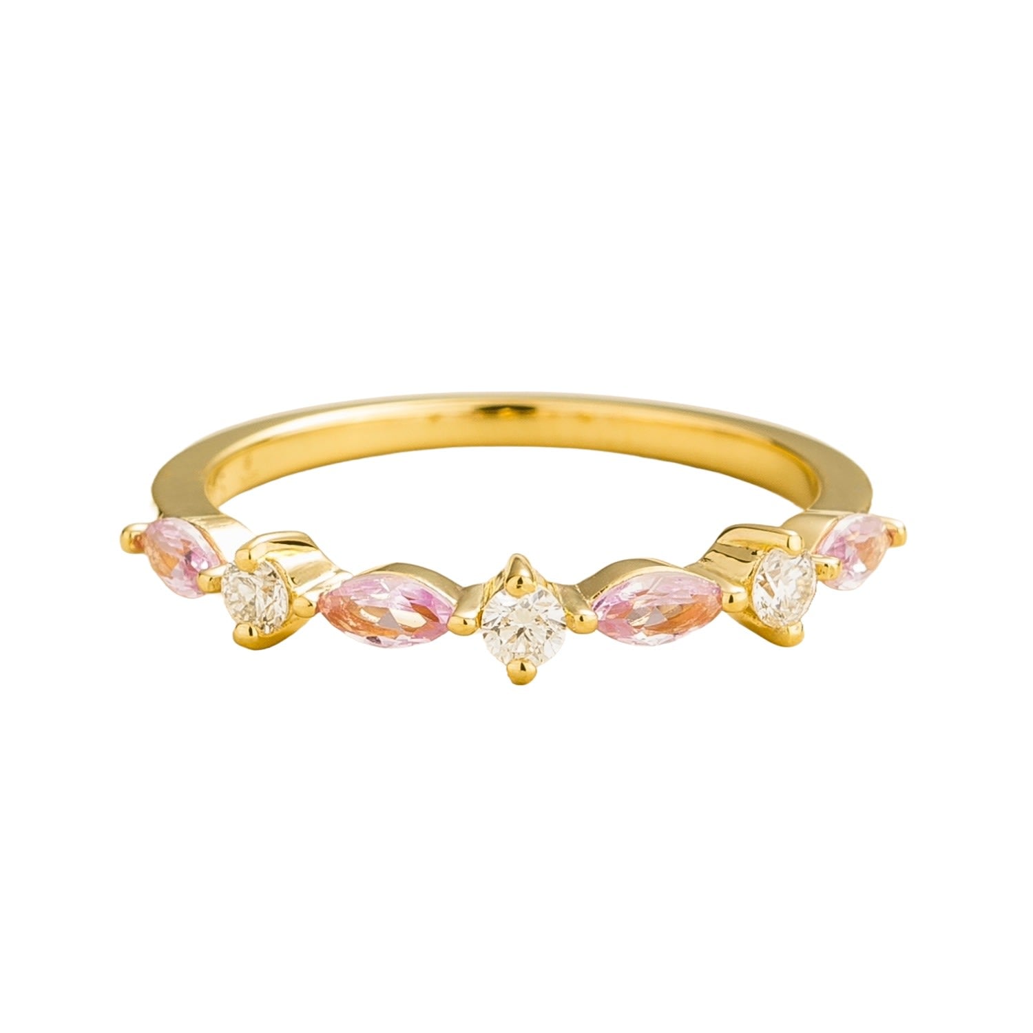 Markiz Gold Ring In Pink Sapphire & Diamond
