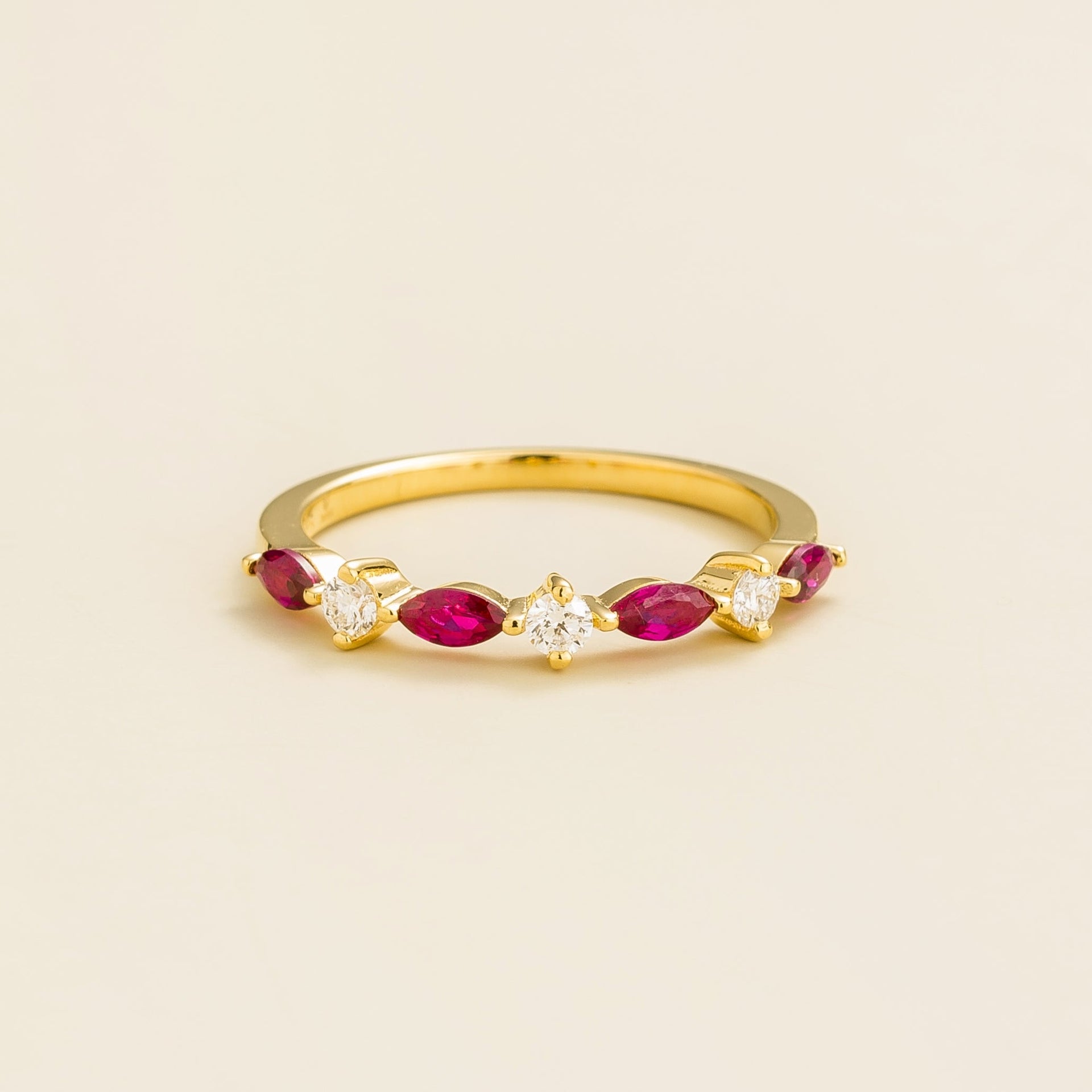 Markiz Gold Ring In Ruby & Diamond