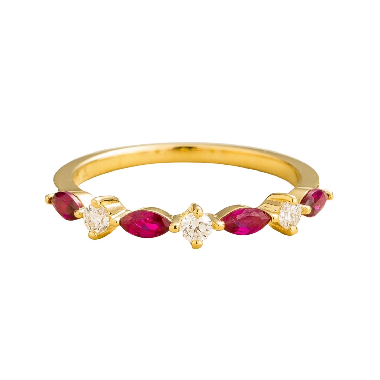 Markiz Gold Ring In Ruby & Diamond