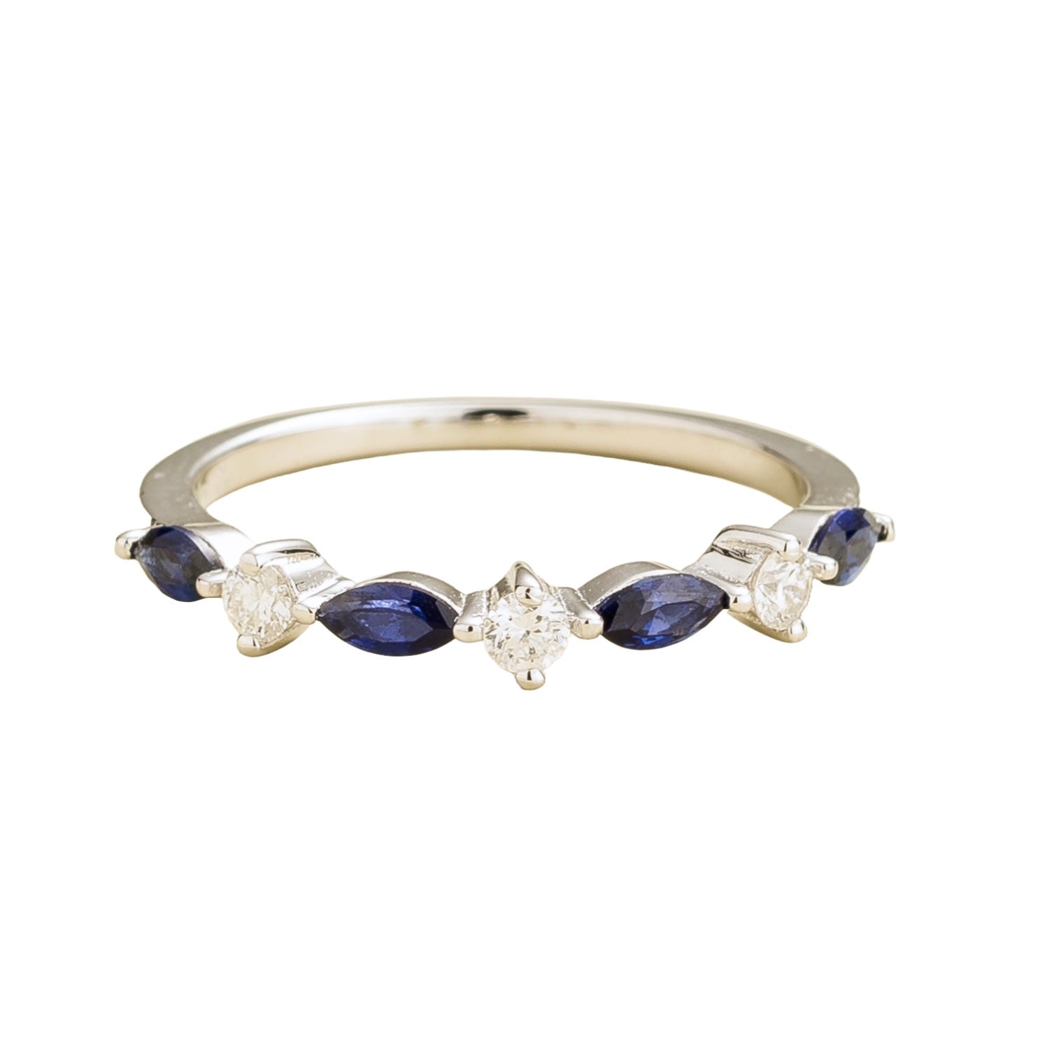 Markiz White Gold Ring In Blue Sapphire & Diamond