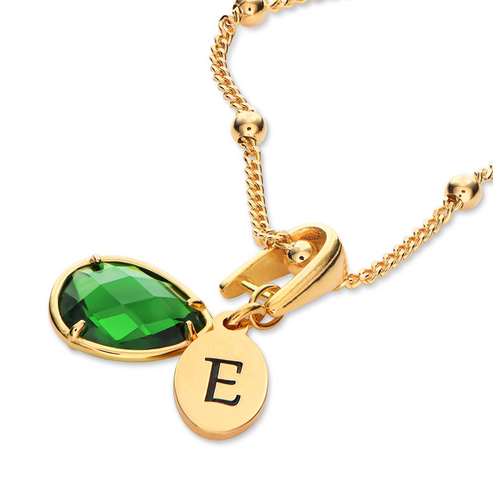 Marlotte Birthstone Initials Drop Necklace in 18K Gold Vermeil