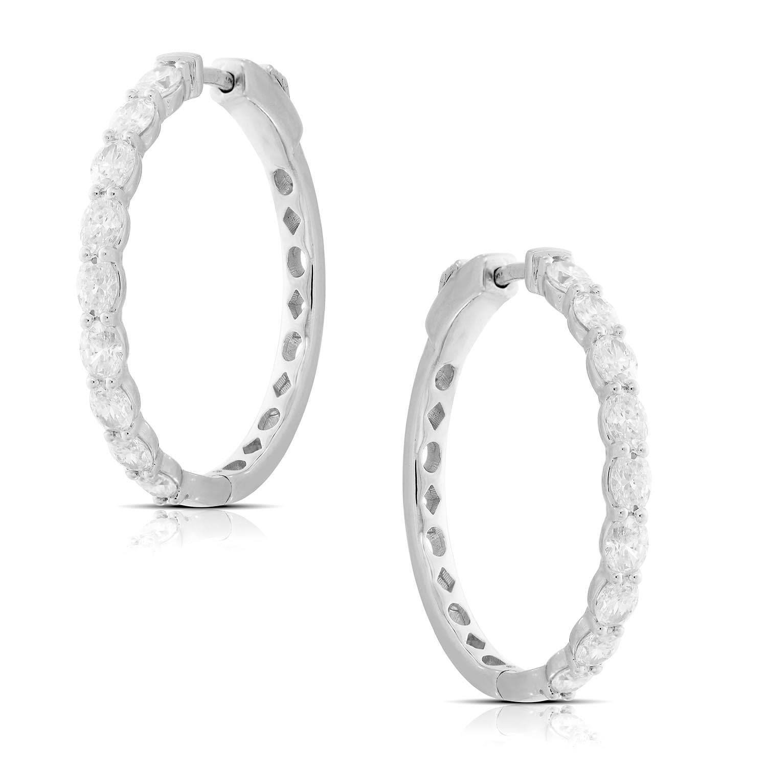 Marquise Cut Diamond Hoop Earrings In White Gold